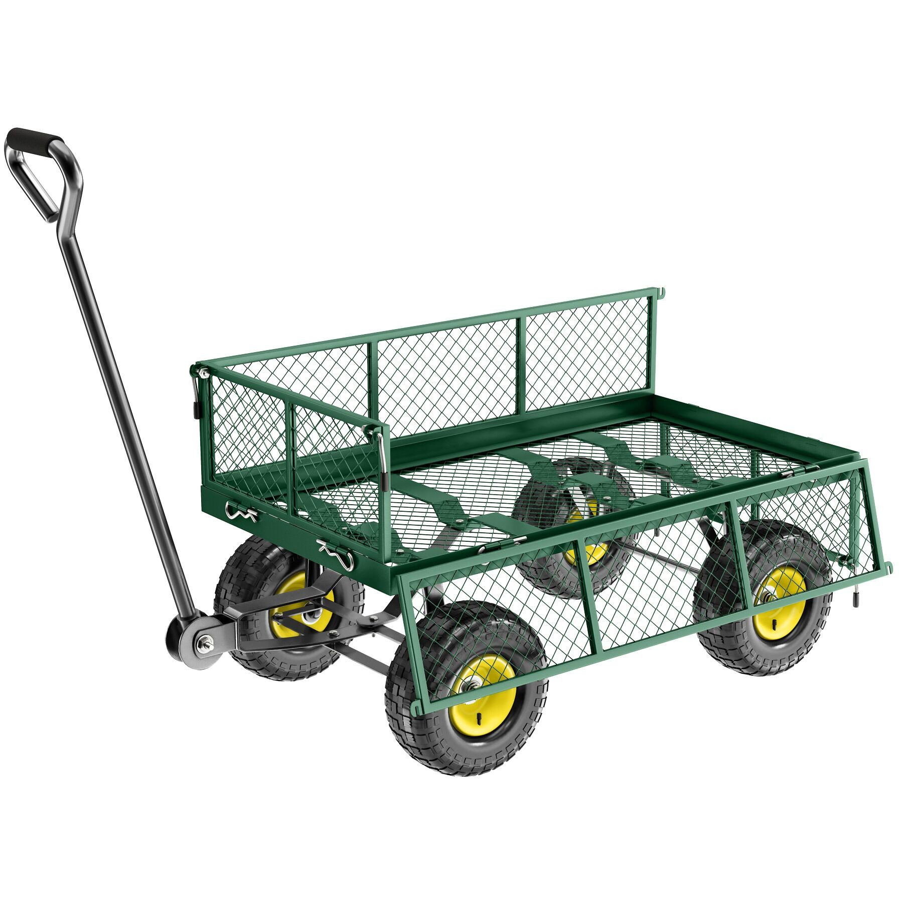 tectake Bollerwagen Handwagen max. 350kg, Kippfunktion mit klappbaren Seitenwänden (1 Transportwagen, 1-tlg., 105L Volumen in Grün), mit klappbaren Seitenwänden