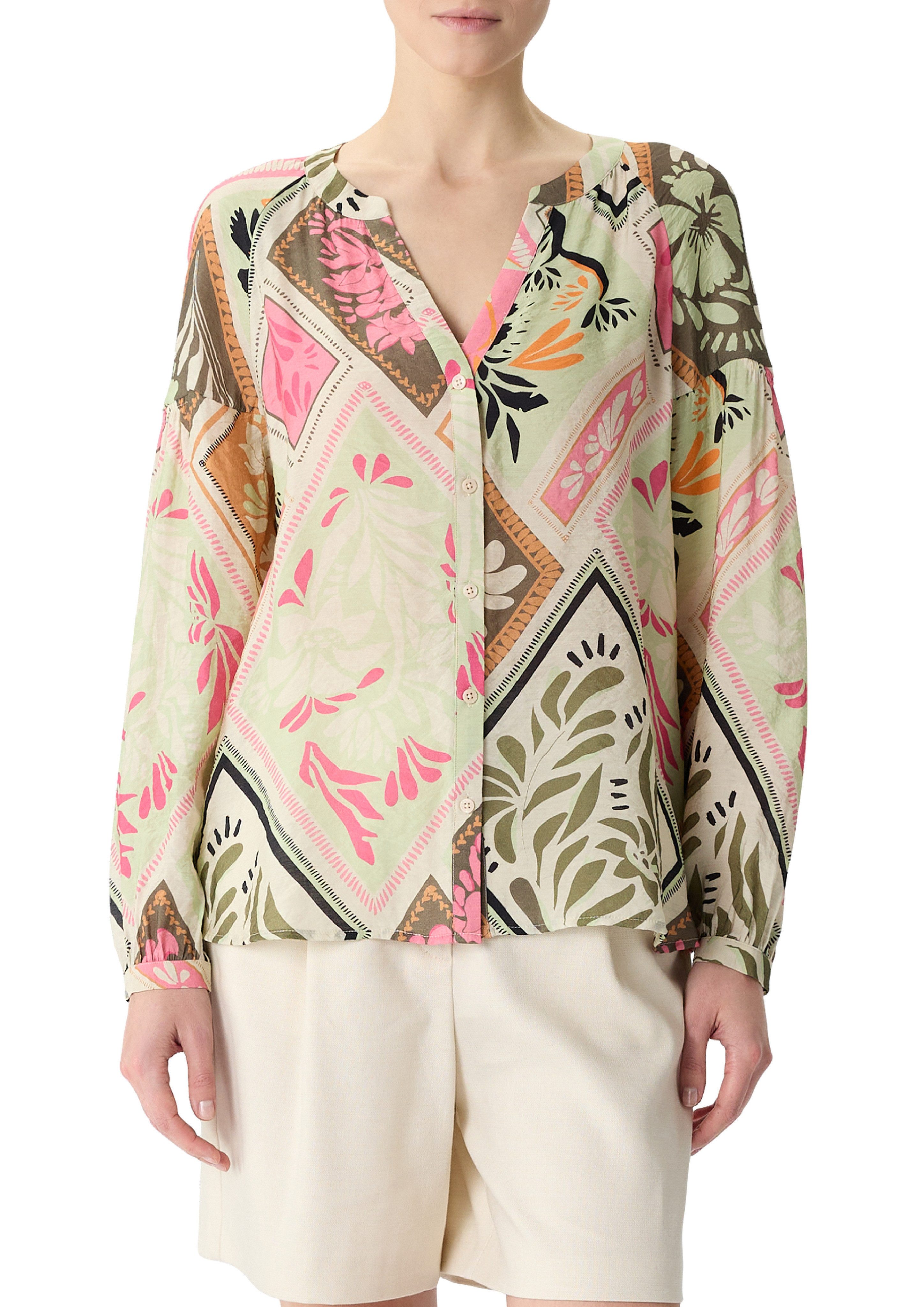 comma Langarmbluse mit All-Over Print
