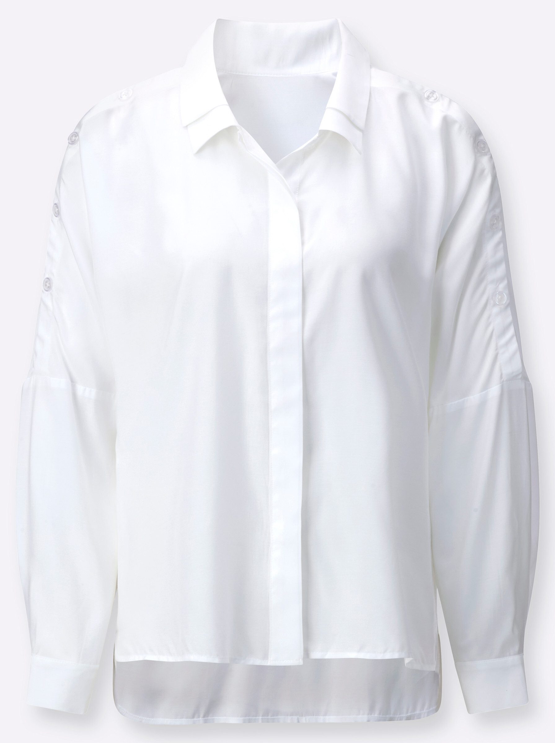 Klassische Bluse Seiden-Viskose-Longbluse Langarm