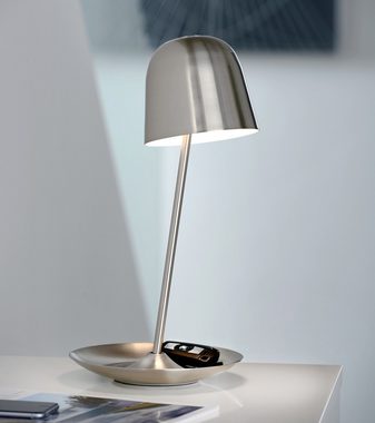 SOMPEX LED Tischleuchte Design LED Tischleuchte Pirol mit Metallschirm und Ablage-Schüssel, LED fest integriert, warmweiß, schwenkbar, verstellbar, mit Ablage-Schale
