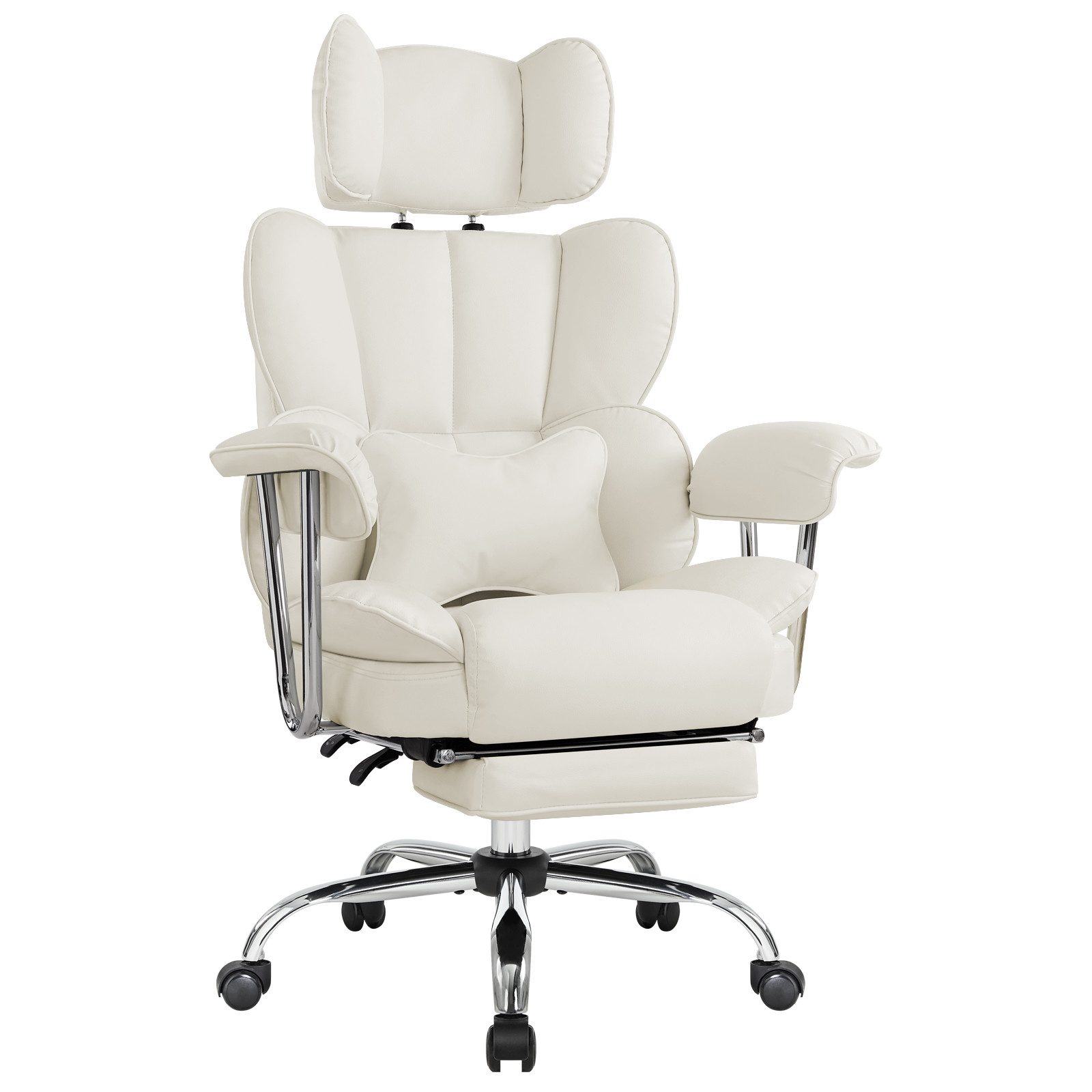 Intimate WM Heart Для шефа Ergonomischer Bürostuhl, Höhenverstellbar Schreibtischstuhl (Gaming Stuhl mit dickem Kissen), PU-Leder Drehstuhl mit Kopfstützte und Fußstütze