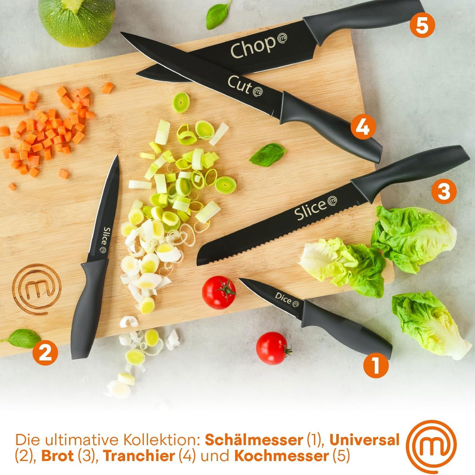 Masterchef Messer-Set Küchenmesser-Set Essentials 5-teilig, Ein offizielles Produkt der Fernsehserie MasterChef