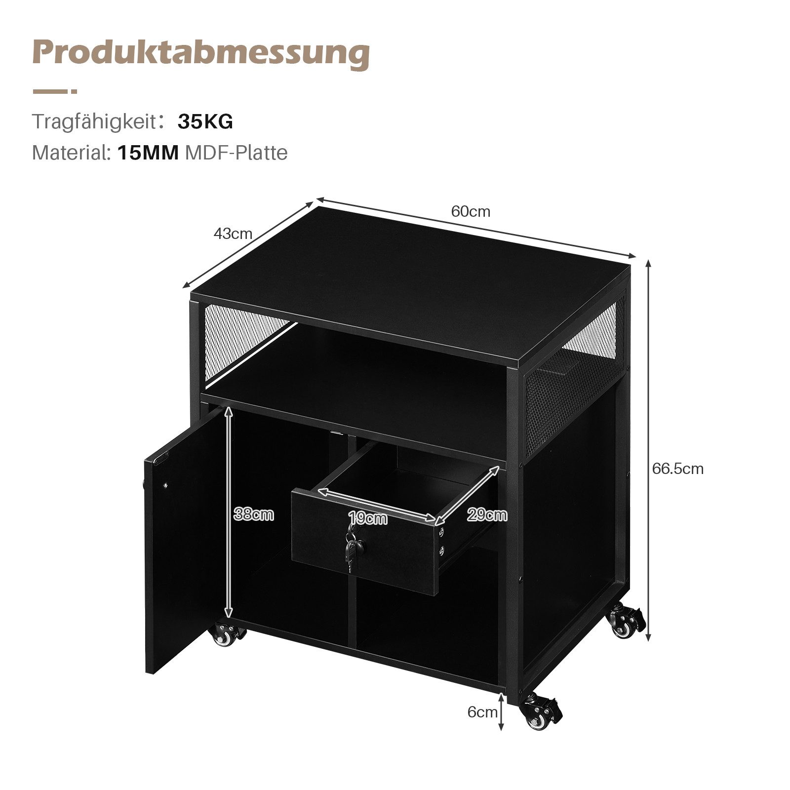 Ofcasa Aktenschrank Industrieller Büroschrank abschließbar,mobiler Aktensch günstig online kaufen
