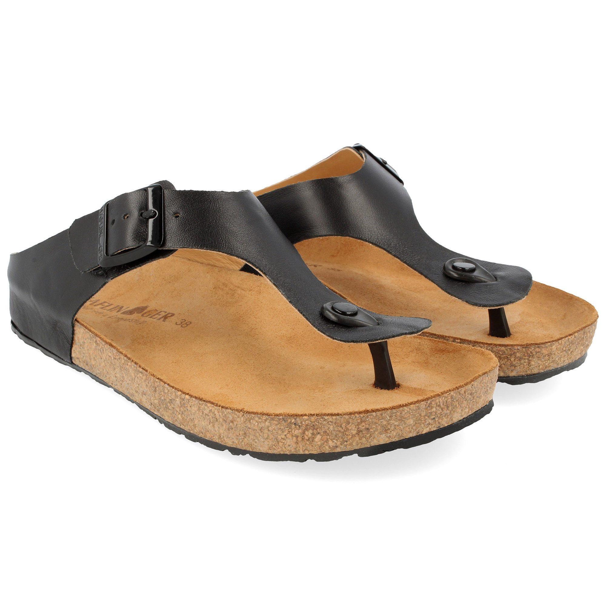 Haflinger Bio Memphis Leder Sandale Zehentrenner Damen Hausschuh