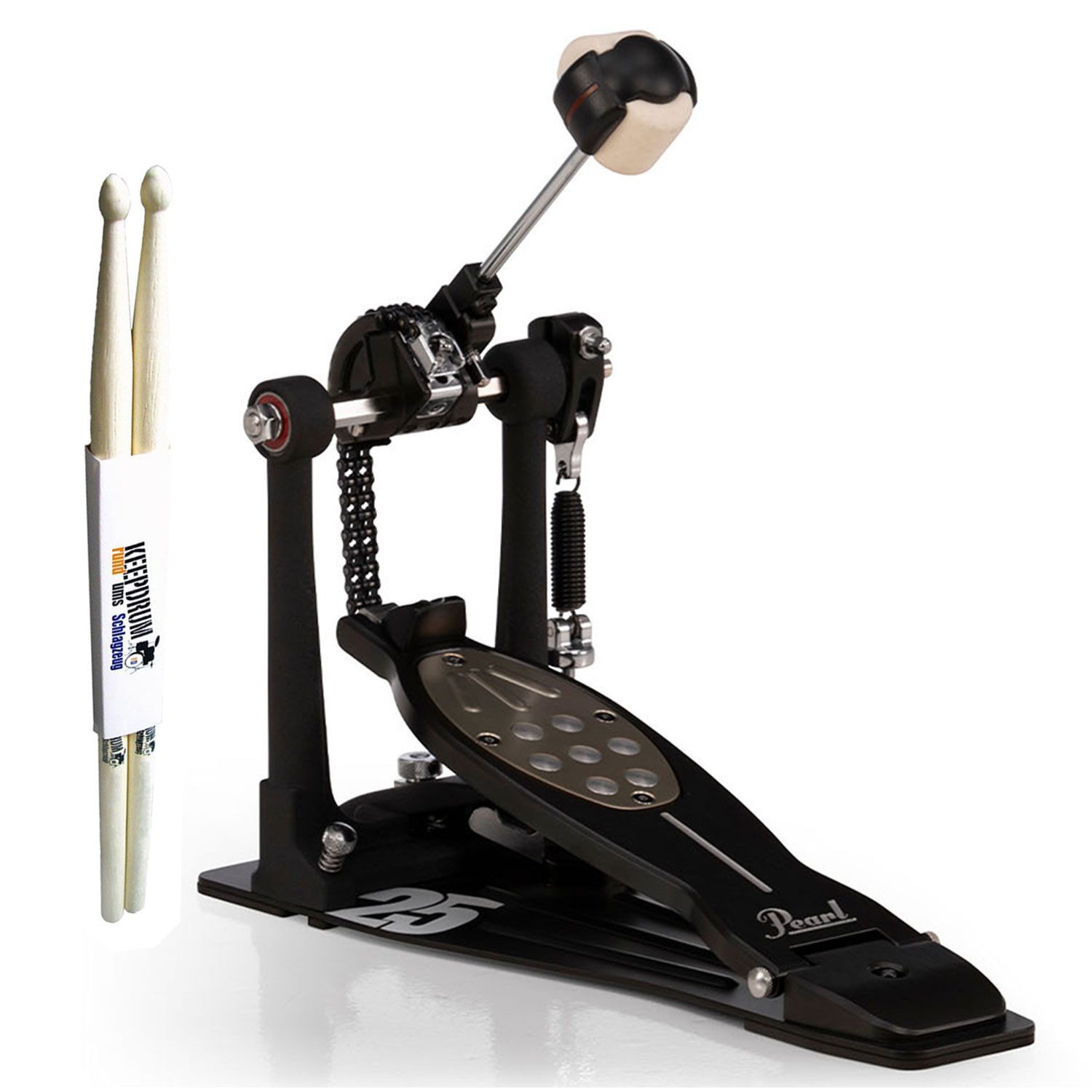 Pearl Drums Schlagzeug Pearl Fußmaschine P-2050C/B Eliminator Limited Edition mit Drumsticks,Schlagzeug, Fußmaschine Anniversary Edition, Koffer, 1 Paar Drumsticks, Fußmaschine