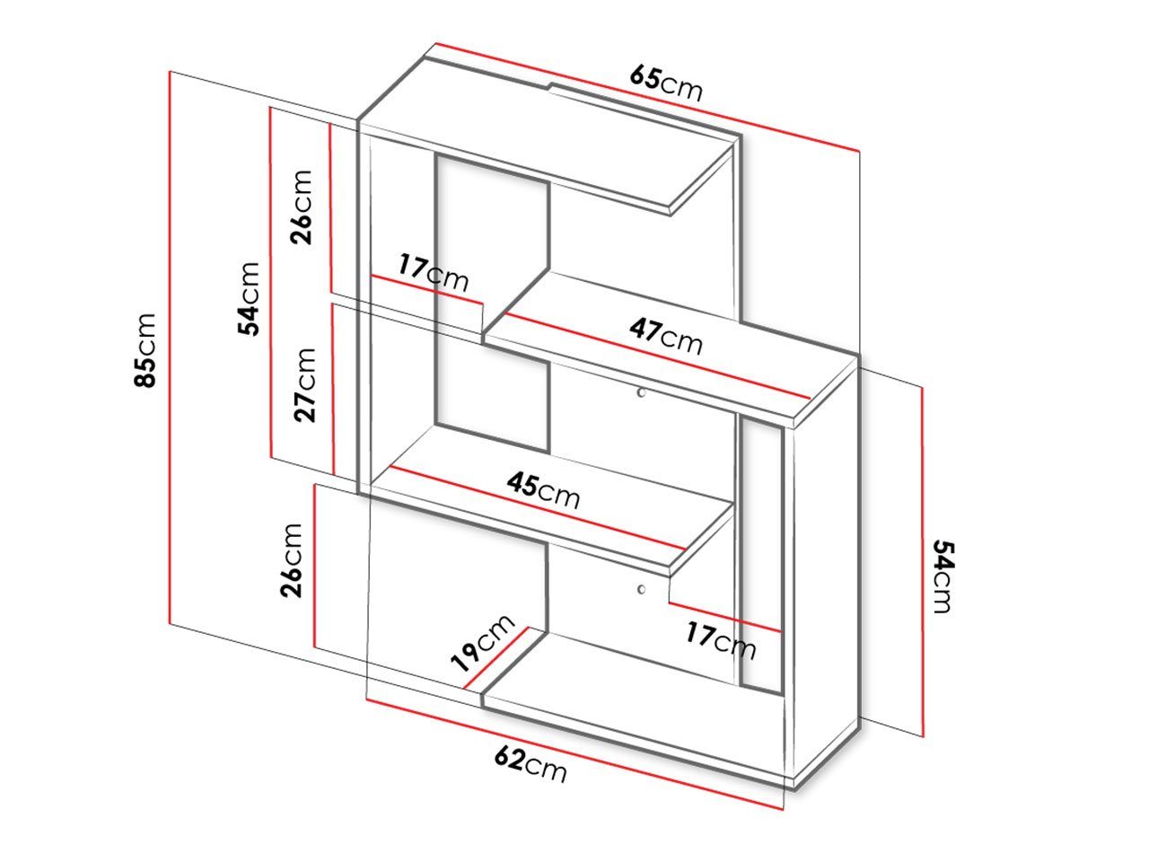 Montageelemente, Regal mit Mirjan24 Etagere Wandregal Wandmontage Moriko,