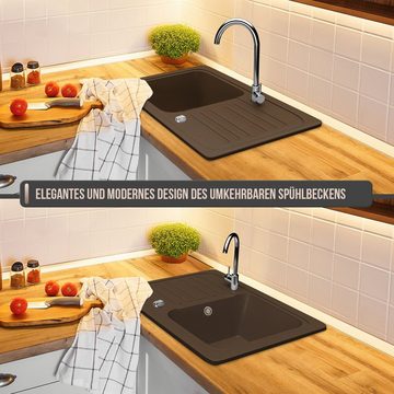 Aquamarin Granitspüle Granitspüle + Siphon und Armatur Einbauspüle Küchenspüle Spülbecken