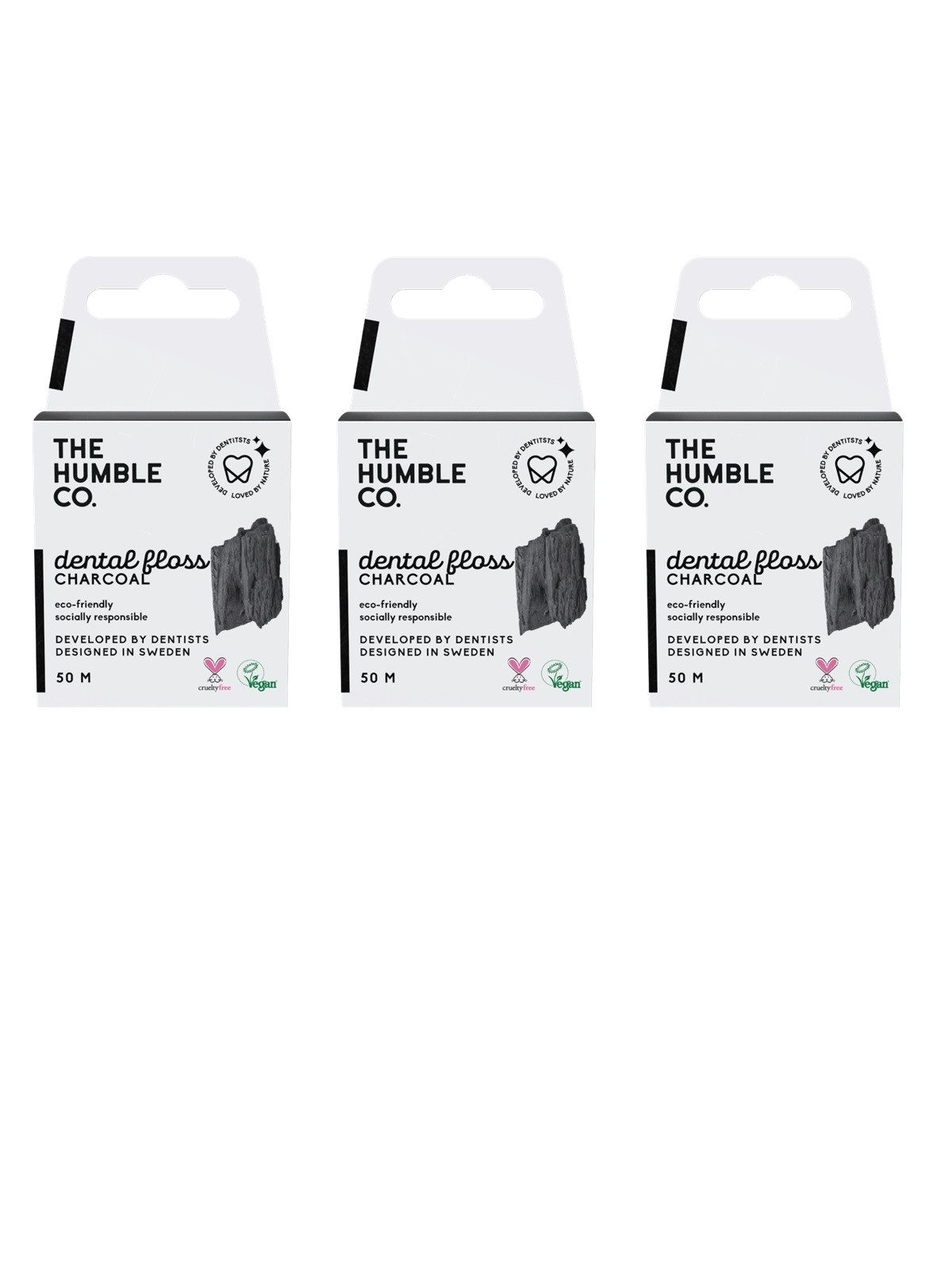 The Humble Co. Zahnseide 3x Humble Dental Floss Zahnseide, Aktivkohle 3 x 50 m