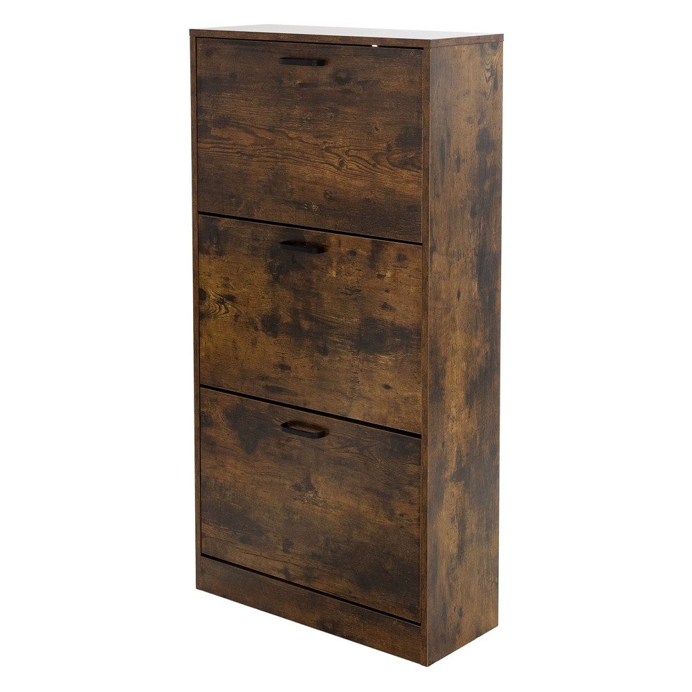 ML-DESIGN Schuhschrank Schuhkommode aus Holz Schuhregal Schuhständer für Eingangsbereich Flur Schuhablage mit 3 Klappfächern Dunkelbraun Schuhkipper Schuhregal