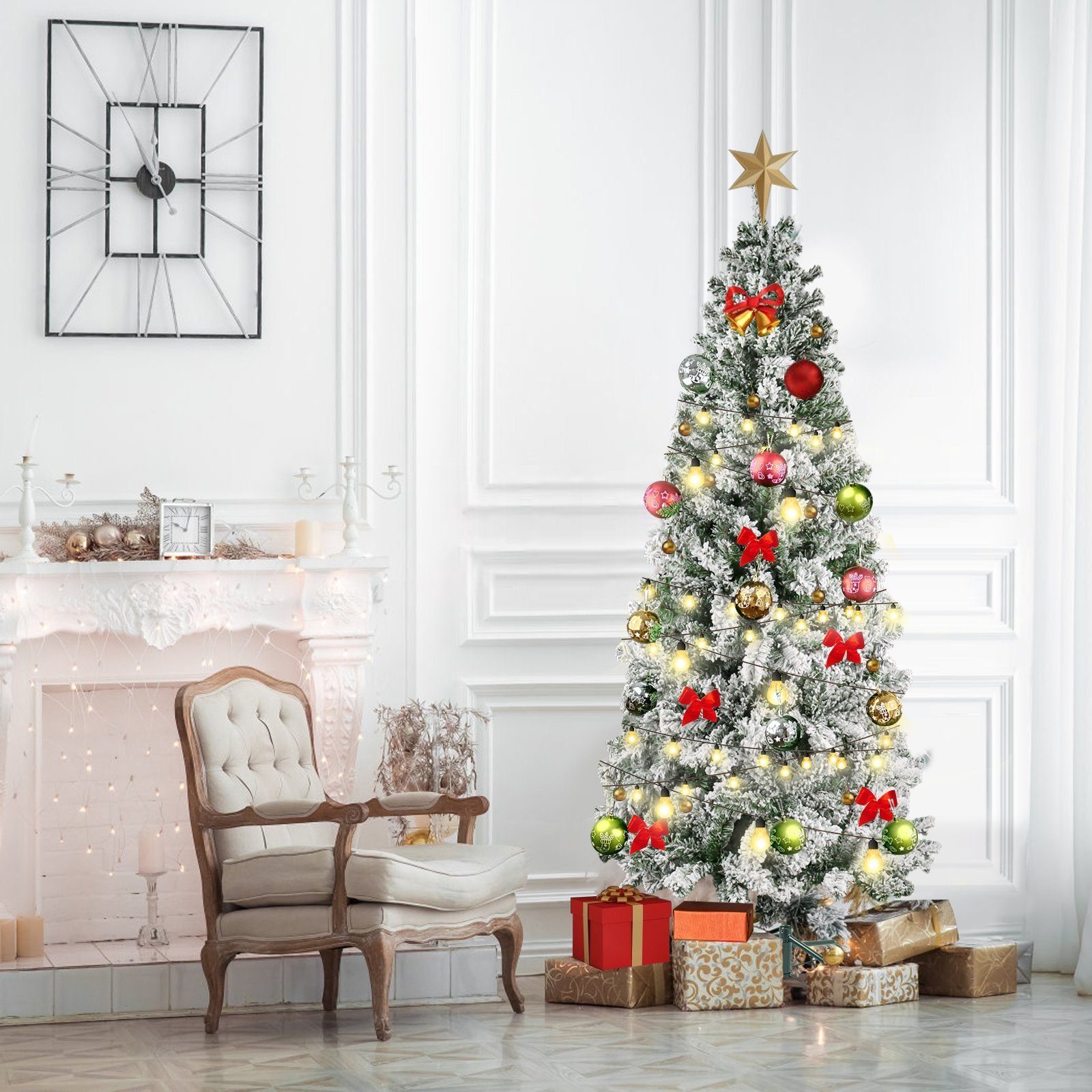 SunJas Künstlicher Weihnachtsbaum XM-2(57-59), Tannenbaum Weihnachtsbäume Tannenbaum mit Ständer,Christbaum