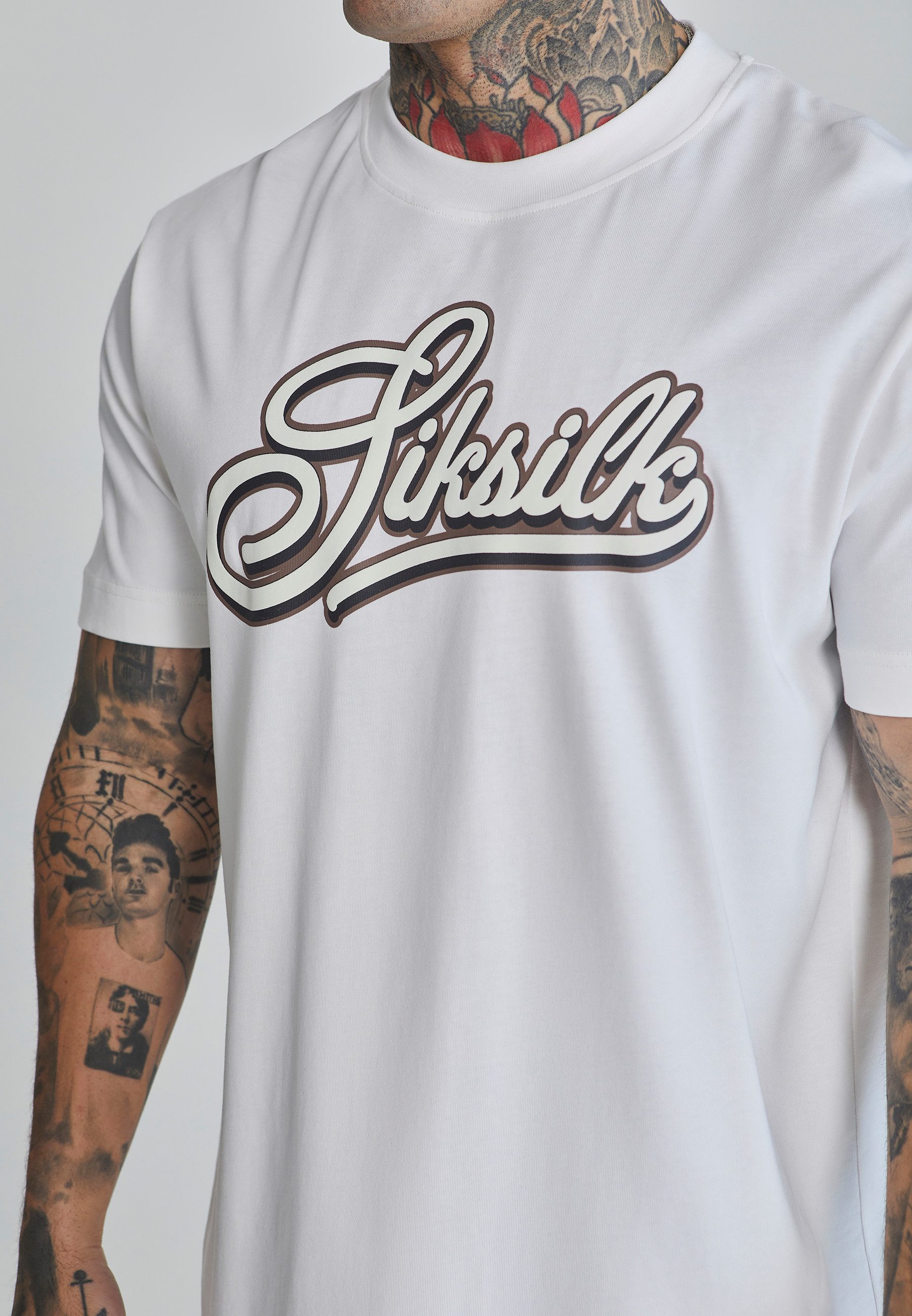 Siksilk T-Shirt SikSilk Herren Weißes Logo T-Shirt