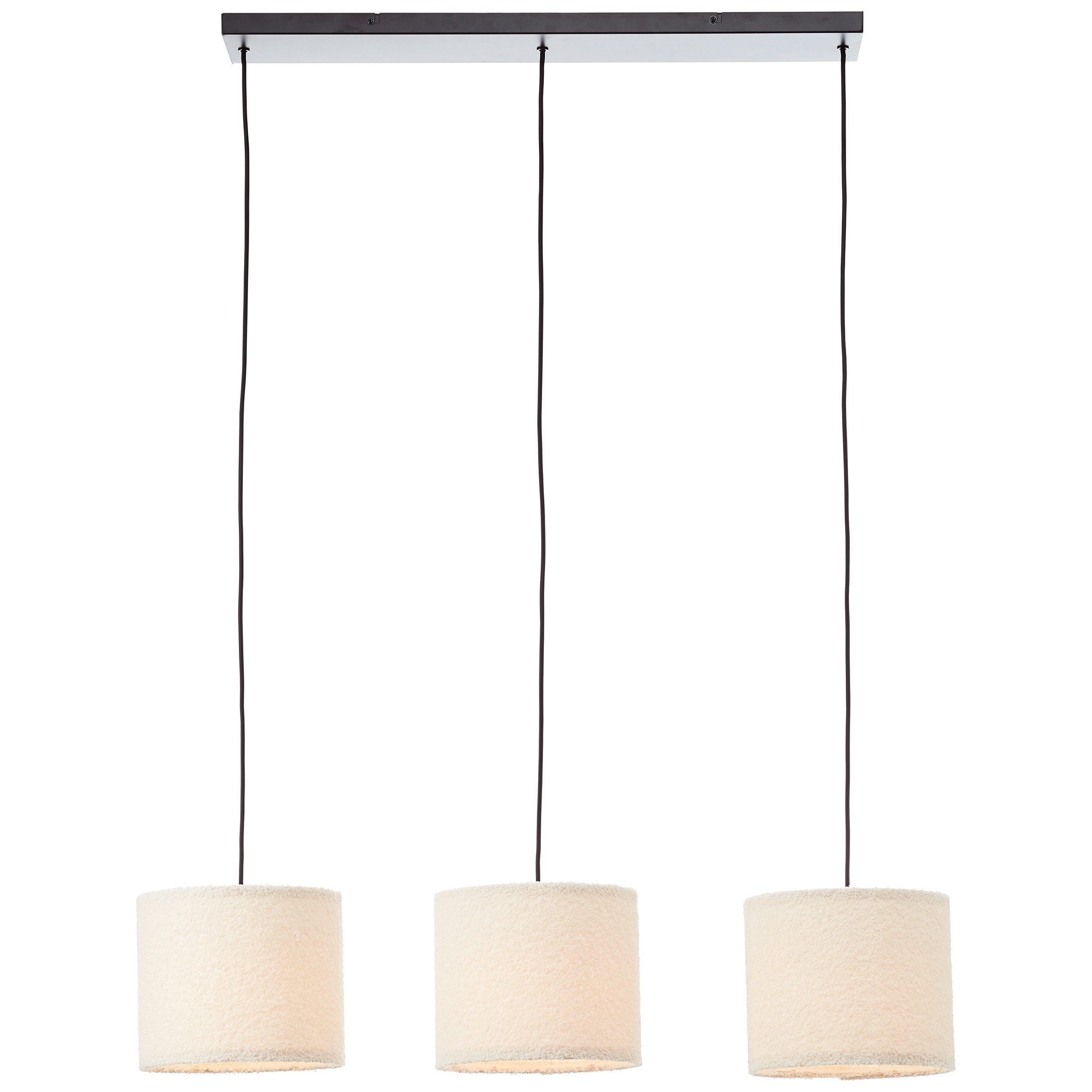 Brilliant Pendelleuchte Teddy, ohne Leuchtmittel, flauschiger Teddystoff, 150 x 94 x 23 cm, E27, kürzbar, Textil, beige