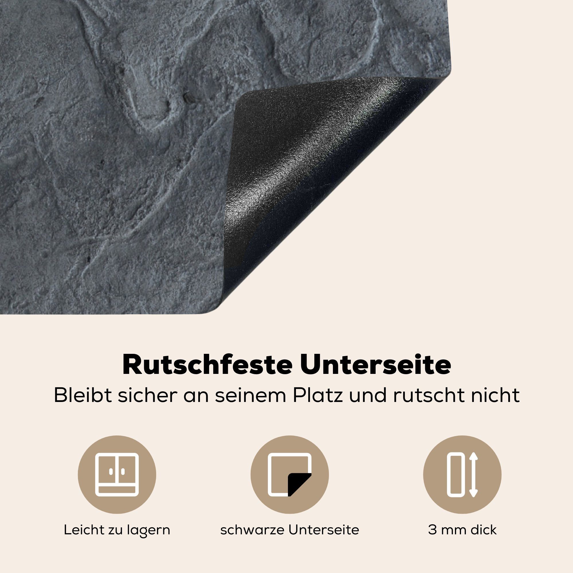 cm, Induktionsschutz, Herdblende-/Abdeckplatte Struktur küche Vinyl, Induktionsabdeckung - 83x51 (1 - MuchoWow - - Design Arbeitsplatte tlg), Ceranfeldabdeckung, Beton für