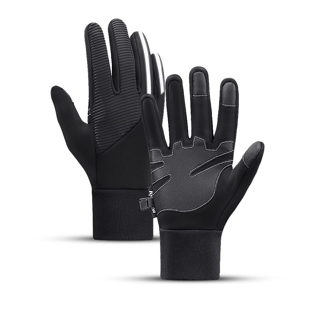 Hurtel Laufhandschuhe Isolierte, rutschfeste Sport-Handyhandschuhe (Größe XL) – schwarz (Spar-Set, 1-St., 24 x 10 cm warm) Touchscreen, wasserabweisend, rutschfest, warm