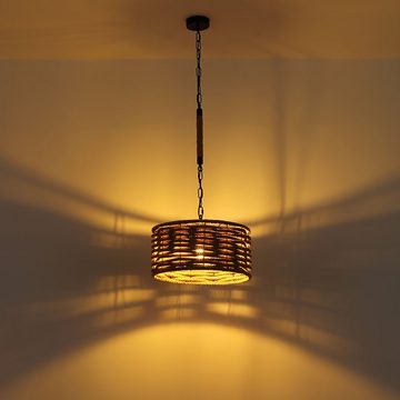 etc-shop Pendelleuchte, Leuchtmittel nicht inklusive, Pendellampe Hängeleuchte Wohnzimmer Hanfseil Deckenlampe