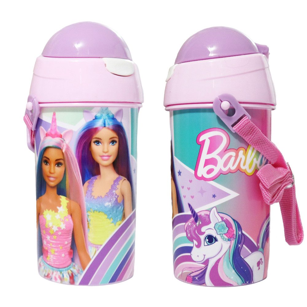 Barbie Trinkflasche Barbie Kinder Sport Wasserflasche Flasche Trinkhalm Griff 500 ml