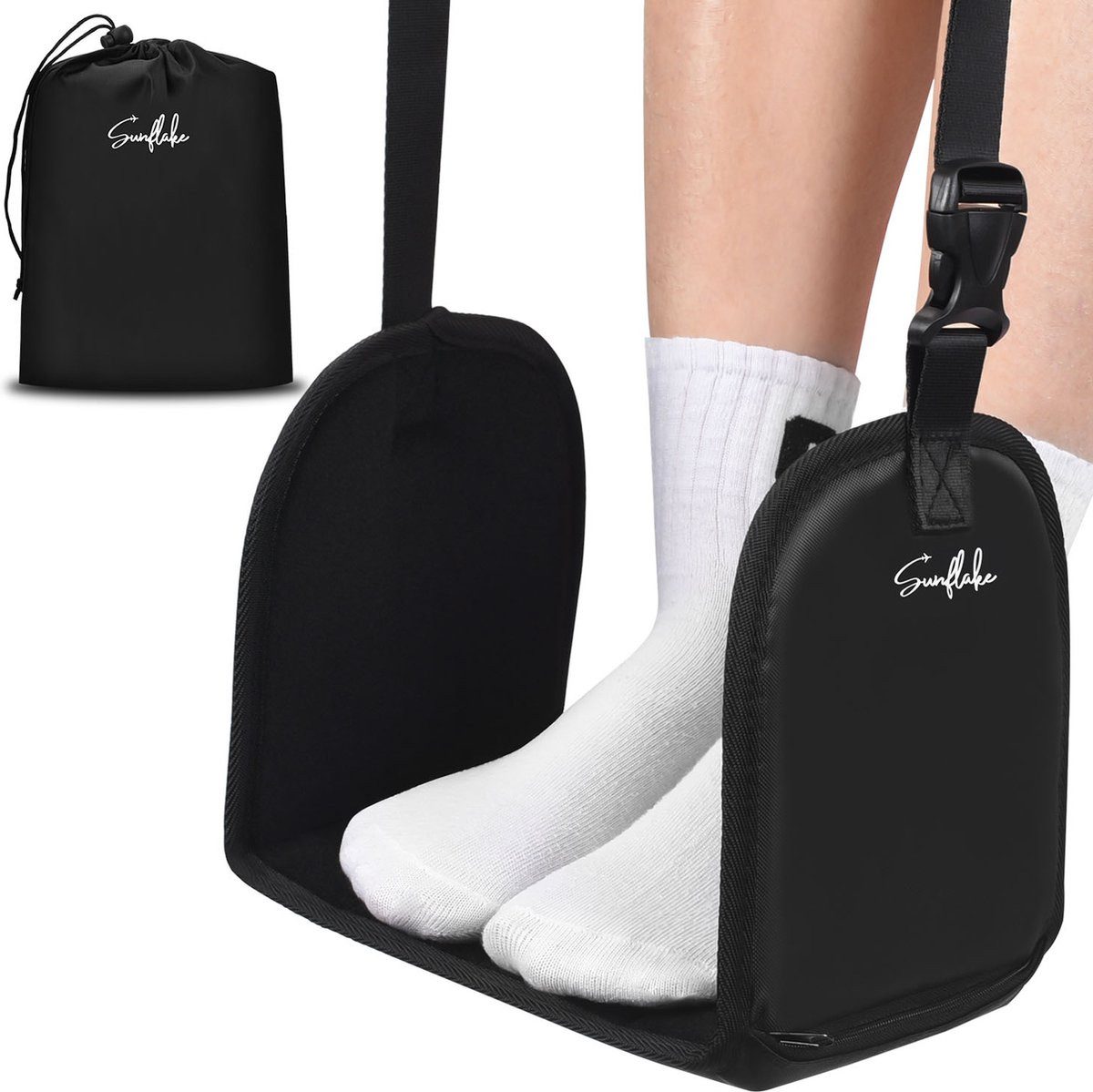 Sunflake Fußstütze fürs Flugzeug, Bahn oder Bus - Reisefußstütze Höhenverstellbar