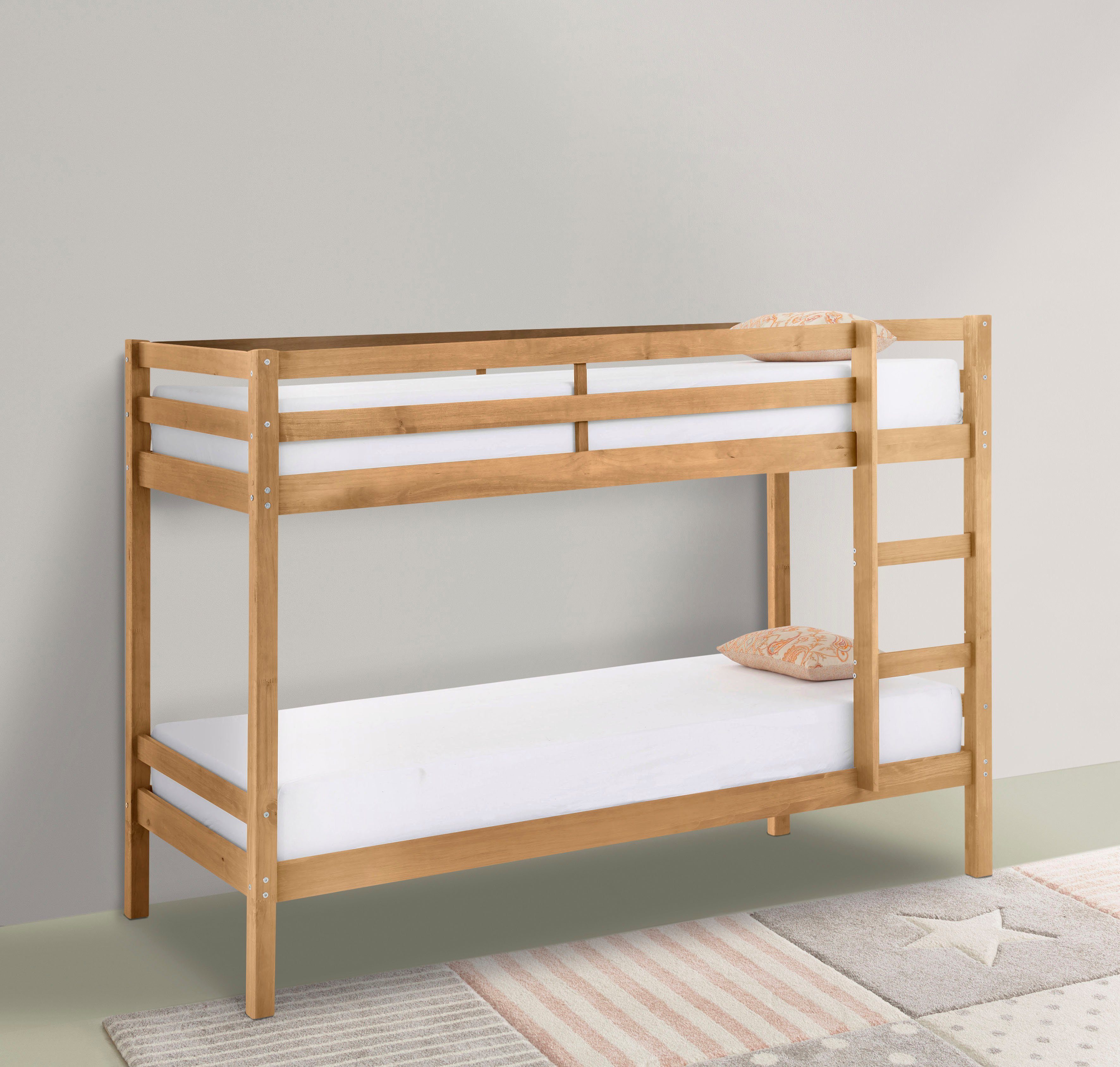 Lüttenhütt Etagenbett Alpi, Deal für begrenzte Zeit!, aus schönem massivem Kiefernholz, Stockbett, Liegeflächenlänge 200 cm beize/wax