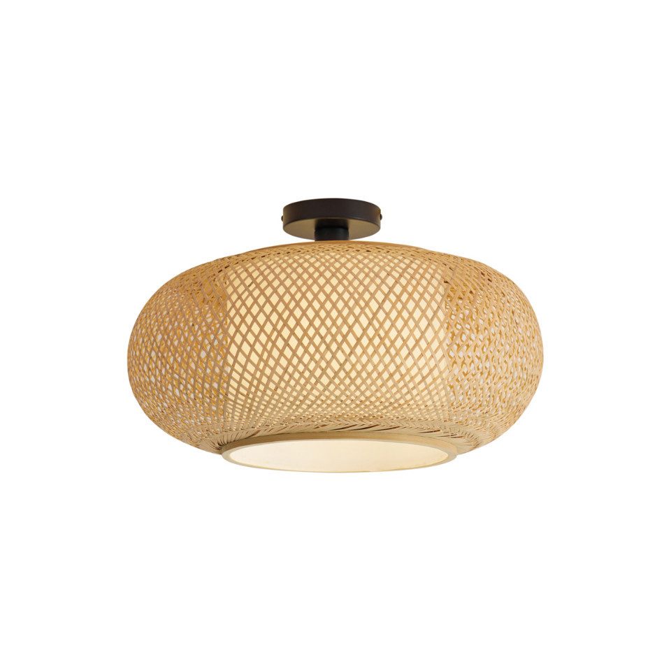 Qazqa Deckenleuchte Liva, ohne Leuchtmittel, Warmweiß, QAZQA Deckenleuchte, e27, Braun, Bamboo, Japandi
