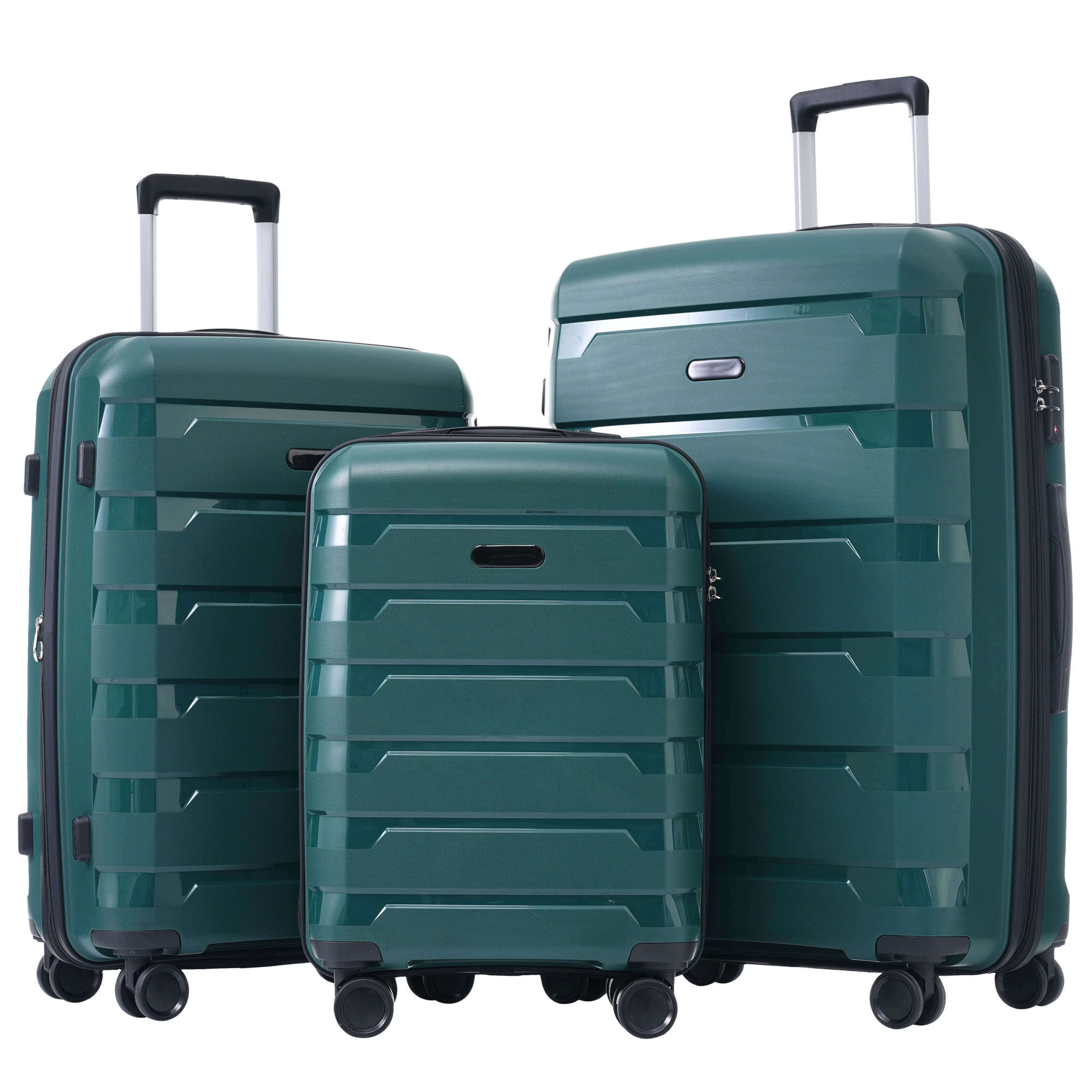 BlingBin Kofferset 3-teiliger Koffer, 8 Rollen, (3 tlg., modischer PP-M-L-XL Koffer mit TSA-Schlössern), Universalräder, Doppelräder
