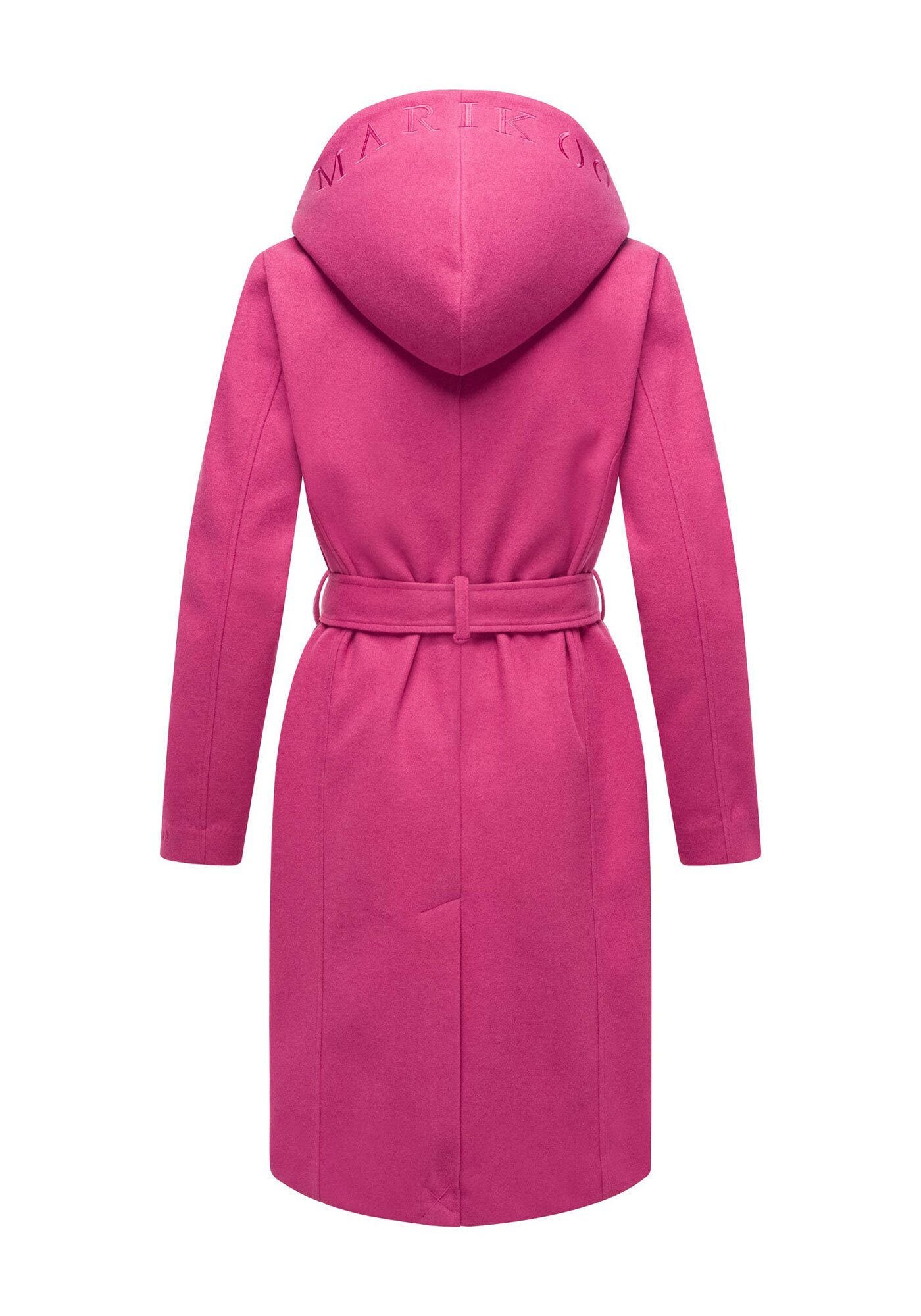Marikoo Kurzmantel Kailii Eleganter Wickel Mantel mit Taillengürtel und Oversized Hood Kapuze
