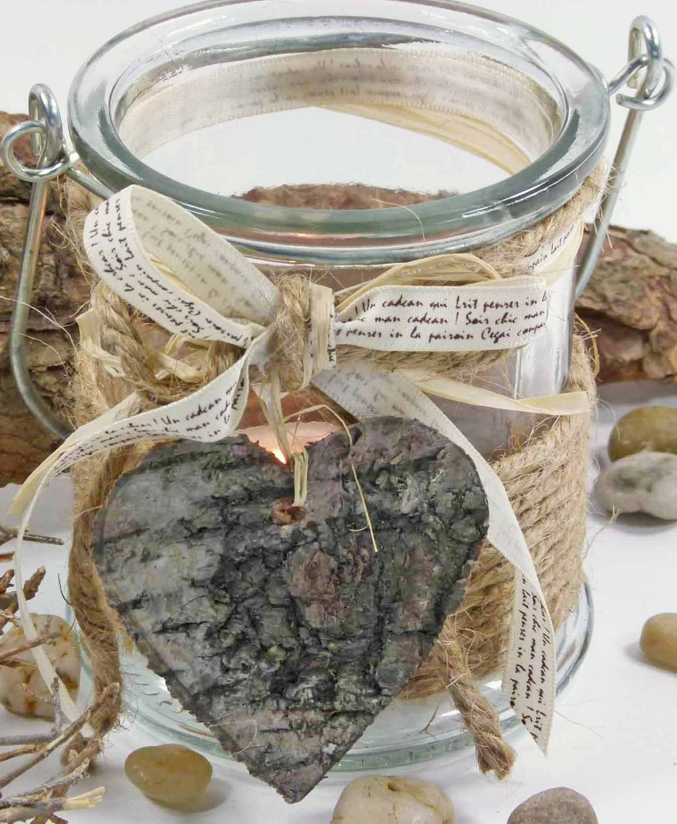 GlasArt Teelichthalter Windlicht Natur Herz Teelichthalter günstig online kaufen