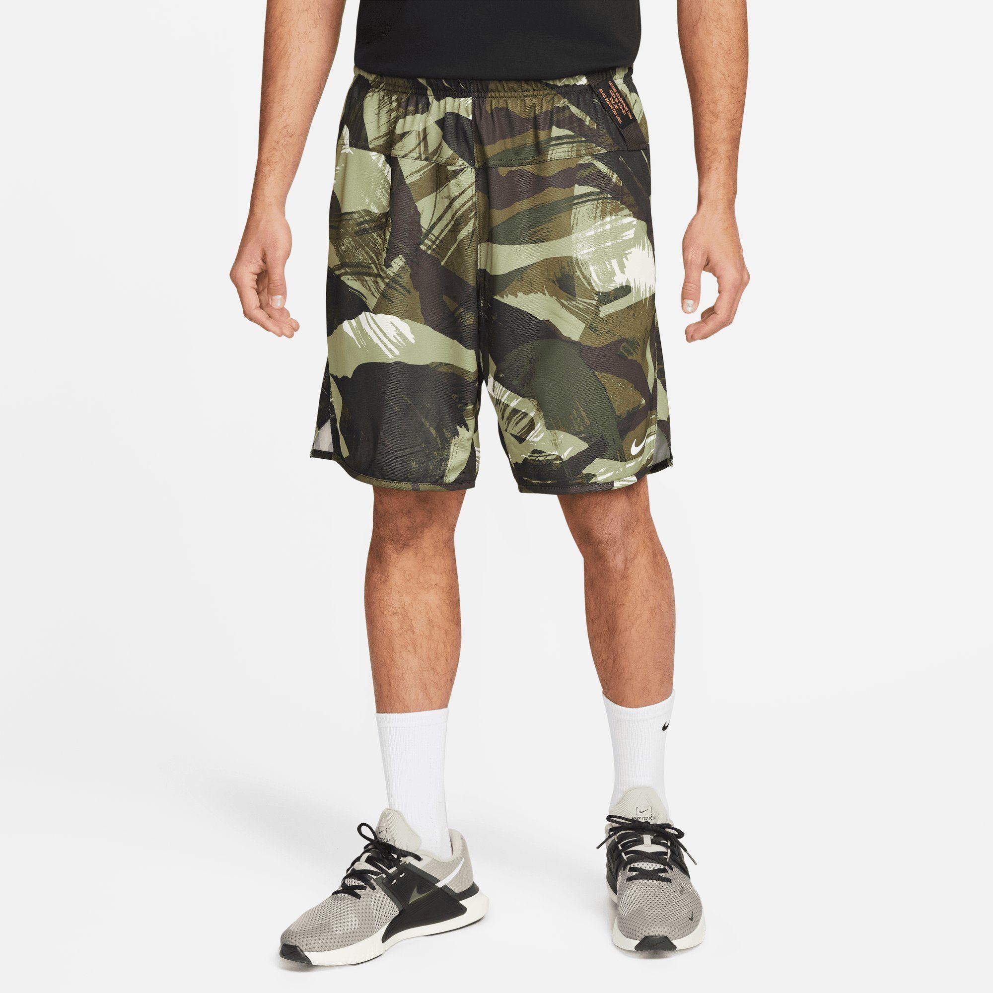 Nike Trainingsshorts DRI-FIT CAMO OIL MILK MEN'S " TOTALITY SHORTS FITNESS GREEN/GOLD SUEDE/COCONUT UNLINED