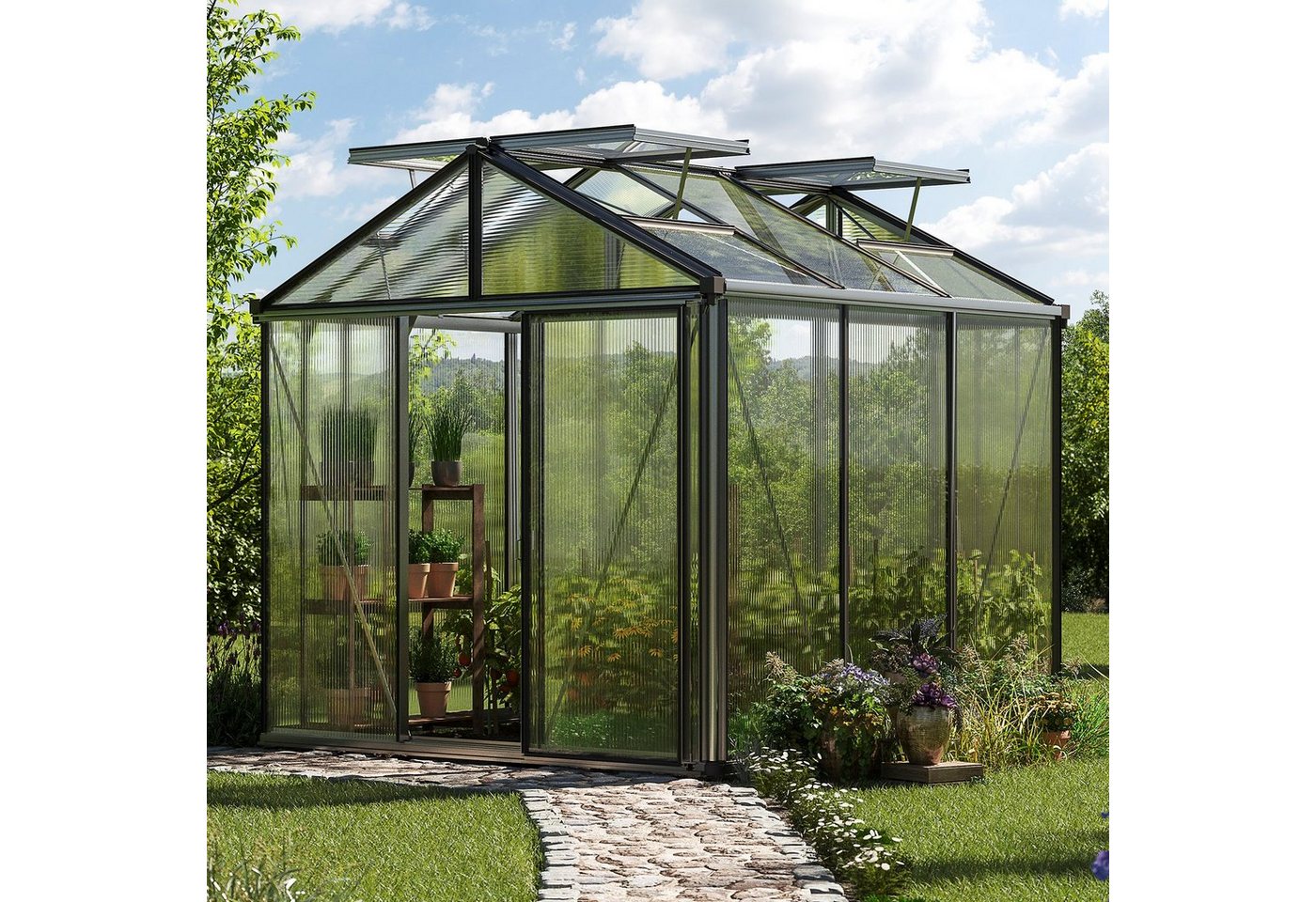 GFP Gewächshaus Diamas 21 Light Farbe Aluminium-Natur, 12 mm Wandstärke, extra dicke Platten und großes Bodenprofil | Rabatt: 29% GFP Gewächshaus Diamas 21 Light Farbe Aluminium-Natur, 12 mm Wandstärke, extra dicke Platten und großes Bodenprofil | Rabatt: 29%