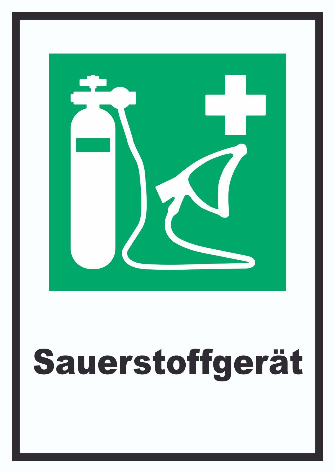HB-Druck Hinweisschild Sauerstoffgerät Schild, wetterfest, stabil, UV-beständig, kratzfest