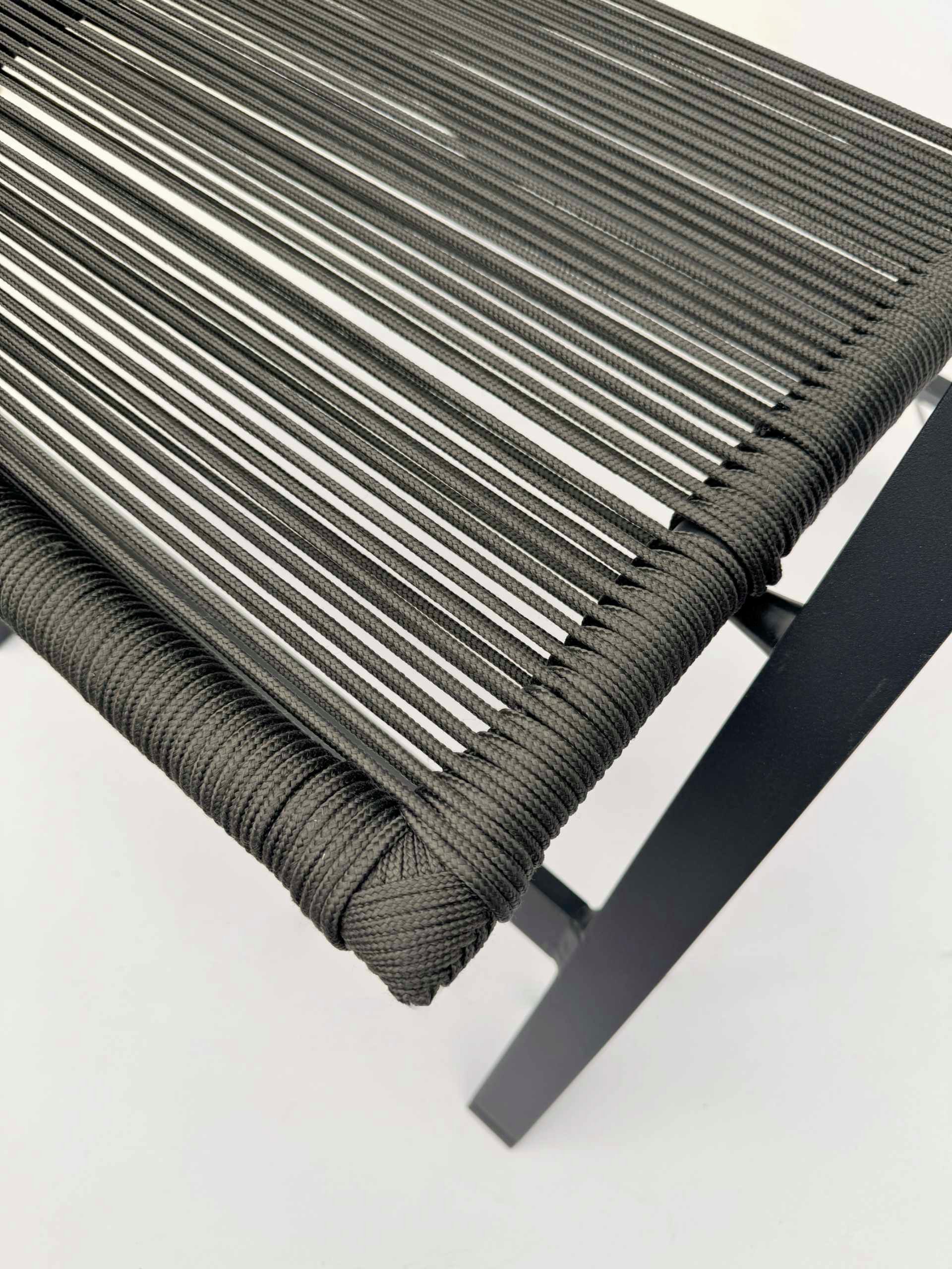 belavi Stapelstuhl 2er Set Rope Stapelstuhl für Garten & Balkon – leichter Gartenstuhl, Seilbespannung, robust & pflegeleicht, ca. 56x89x61cm, grau