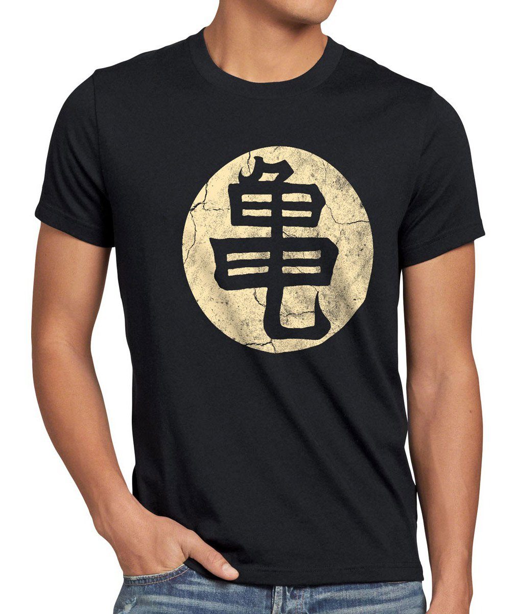 style3 Print-Shirt Herren T-Shirt Goku Roshis Turtle School son dragon vegeta gym ball saiyajin db schwarz