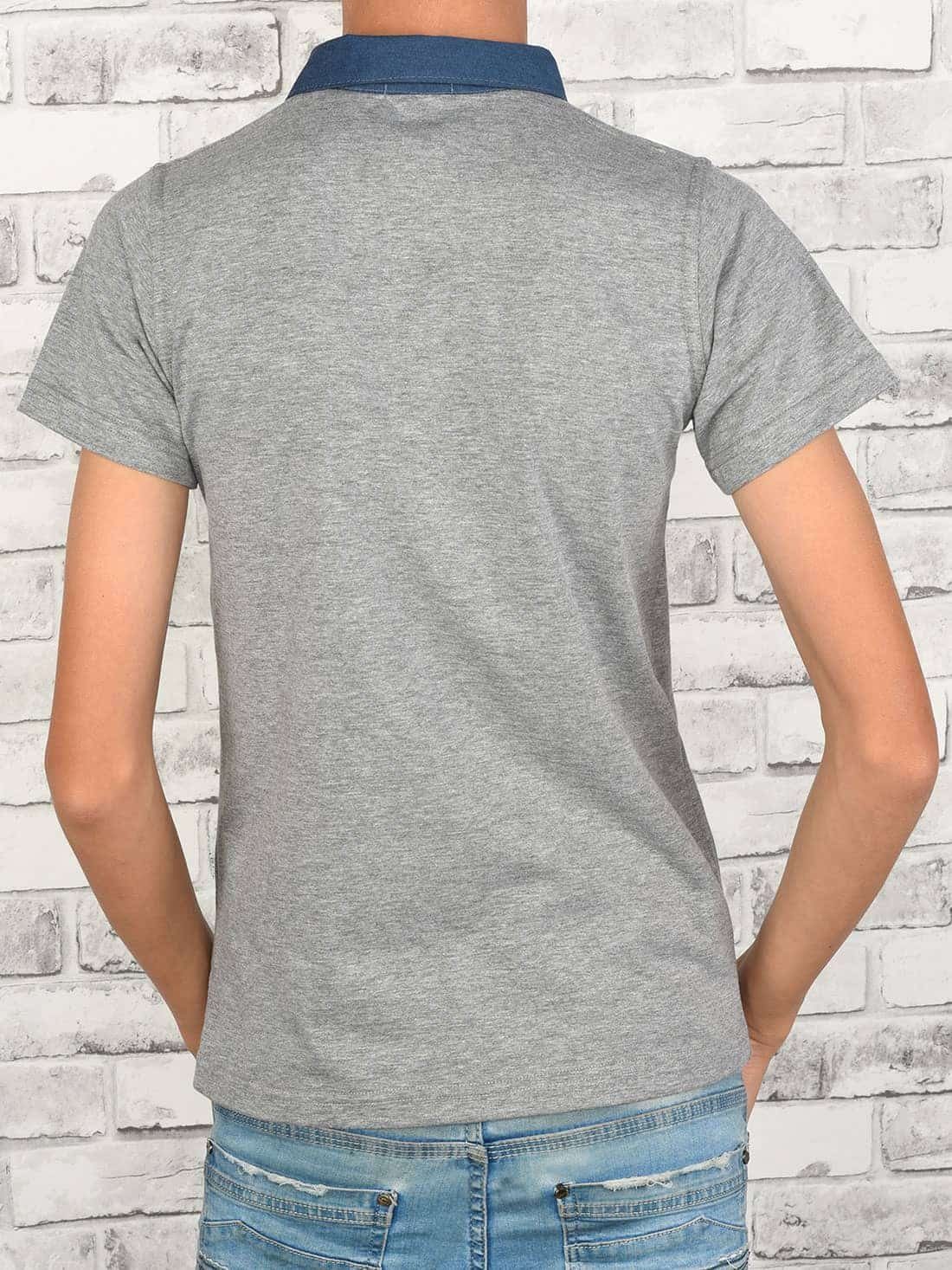 BEZLIT Kurzarmshirt Grau Kontrastfarben Shirt (1-tlg) mit Casual Polo Jungen