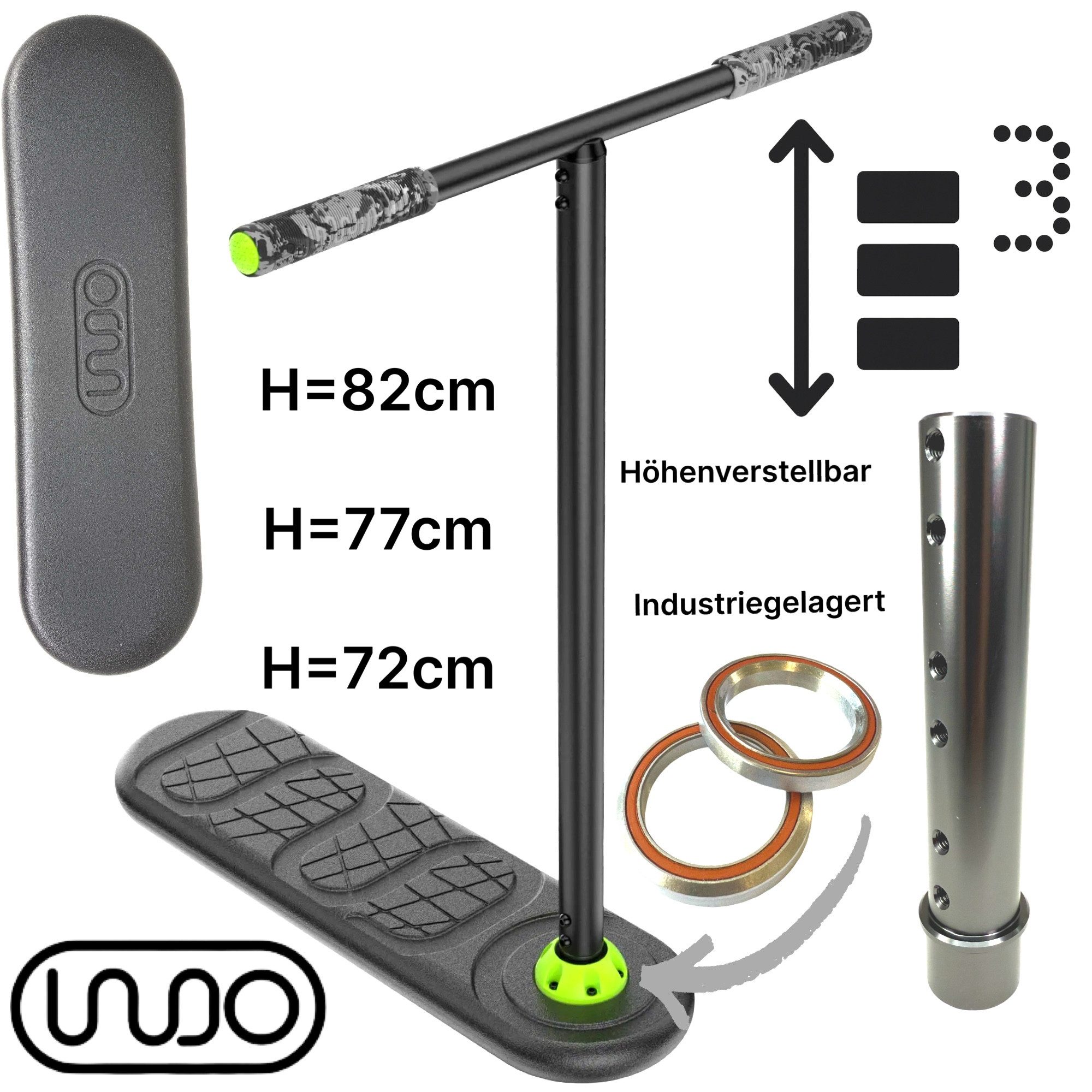 INDO Трюк самокат Indo Pro Fusion Trampolin Stunt-Scooter Trick Trainer H=72 bis 82cm