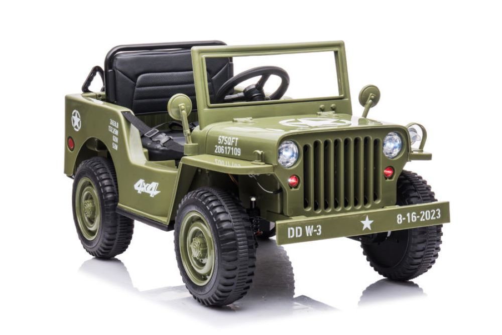 ES-Toys Elektro-Kinderauto Kinder Elektrofahrzeug Offroad, Belastbarkeit 30 kg, Militär, Allradantrieb, EVA-Reifen, MP3