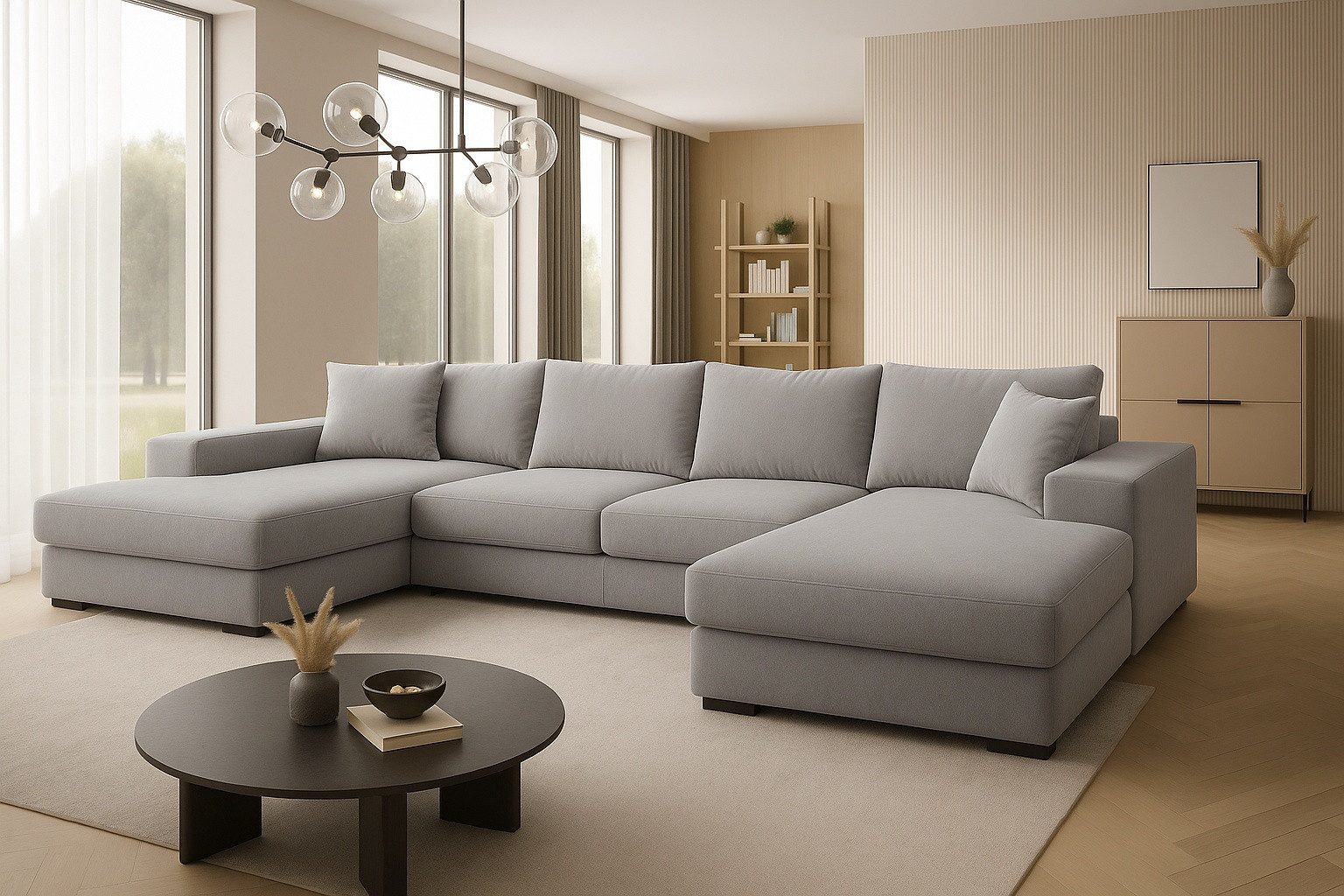 A&J MöbelLand GmbH Ecksofa VIENA 328x182 cm mit Schlaffunktion, Bonellfederkern und Bettkasten, TOP ANGEBOT!