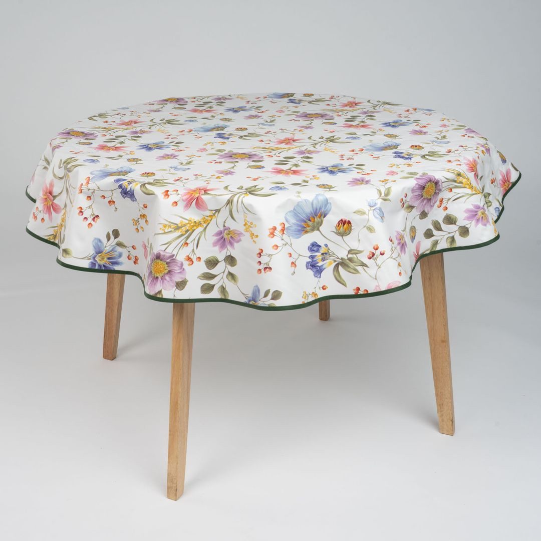 laro Tischdecke 140cm runde Wachstuchtischdecke mit Saum-Eingefasst Blütenpracht Bunt