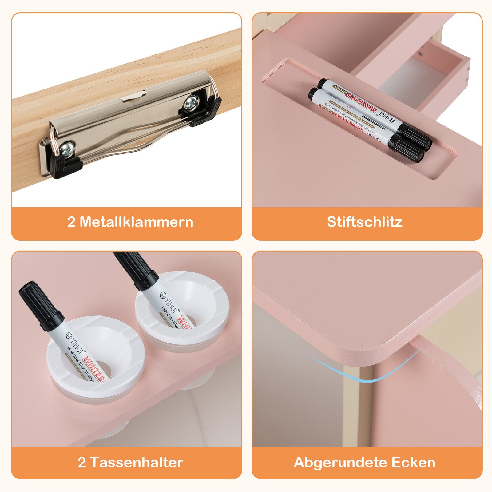 COSTWAY Standtafel 6 in 1 Kinder Staffelei Set, mit Bank