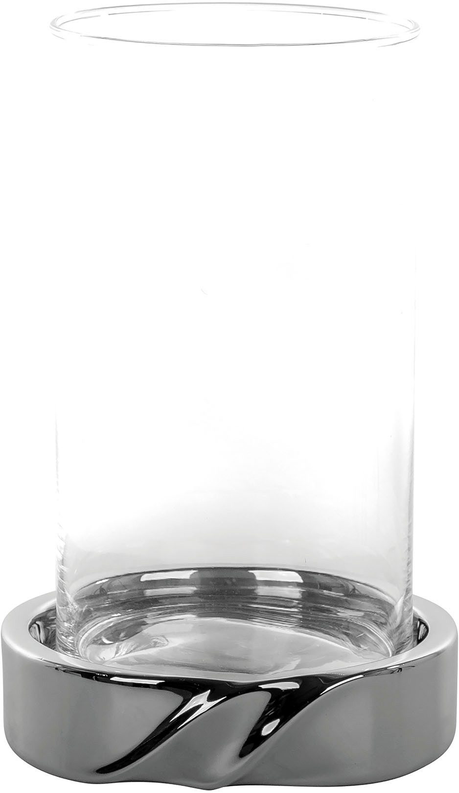 Fink Windlicht LE DECOR (1 St), Kerzenhalter mit Glaszylinder, aus Keramik, silberfarben