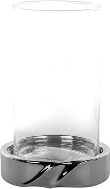 Fink Windlicht LE DECOR (1 St), Kerzenhalter mit Glaszylinder, aus Keramik, silberfarben