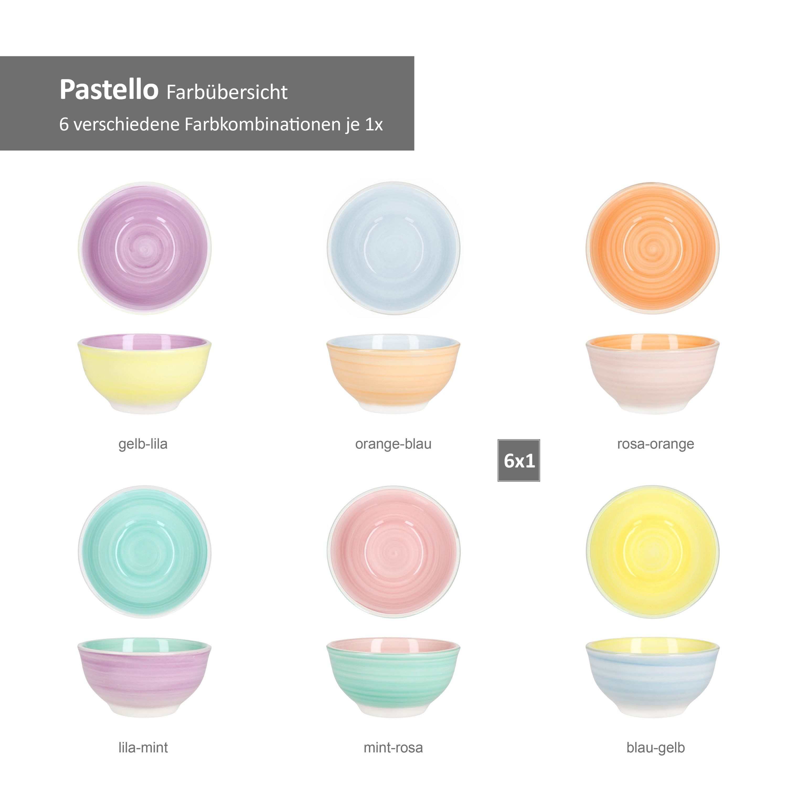 MamboCat Dessertschale Pastello 6er Set Snack- & Dip-Schälchen 12,2cm 250ml bunte Farben, Steingut – Bild 4 von 5