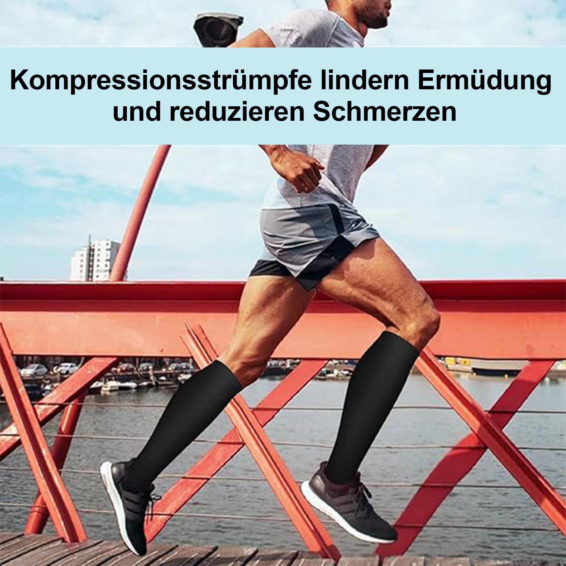 Mutig Stützkniestrümpfe 6 Paar Kompressionsstrümpfe Laufsocken Kniestrümpfe Stützstrümpfe (Reisestrümpfe Kompressionsstrümpfe Damen & Herren, 15-20mmHg Stützstrümpfe Sport Kompressionssocken mit Elastisch) Compression Socks für Sport, Laufen, Flug, Reisen,Fahrrad Radsport