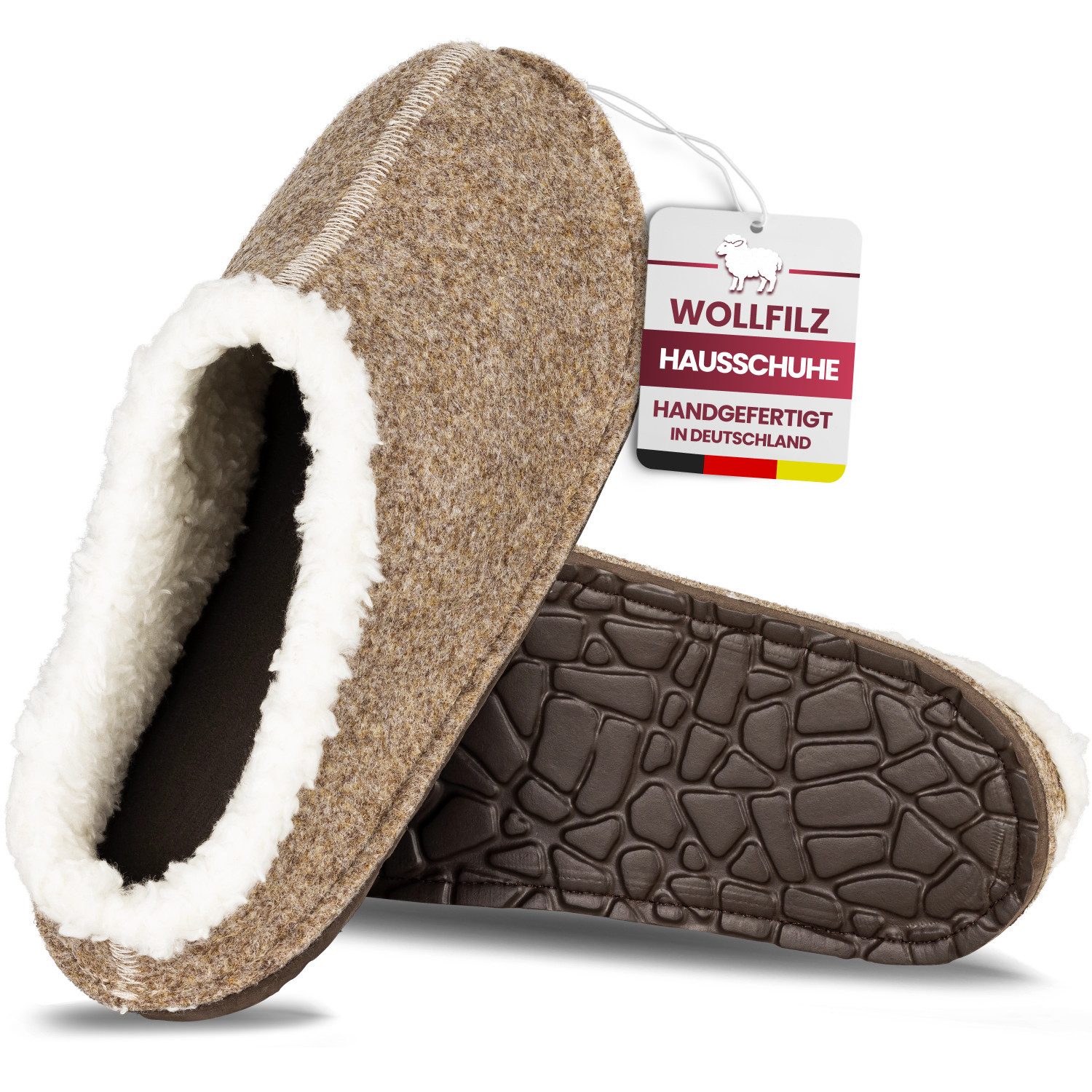 Easy and Green Filz Damen & Herren aus Wollfilz und Bio Baumwolle Pantoffel