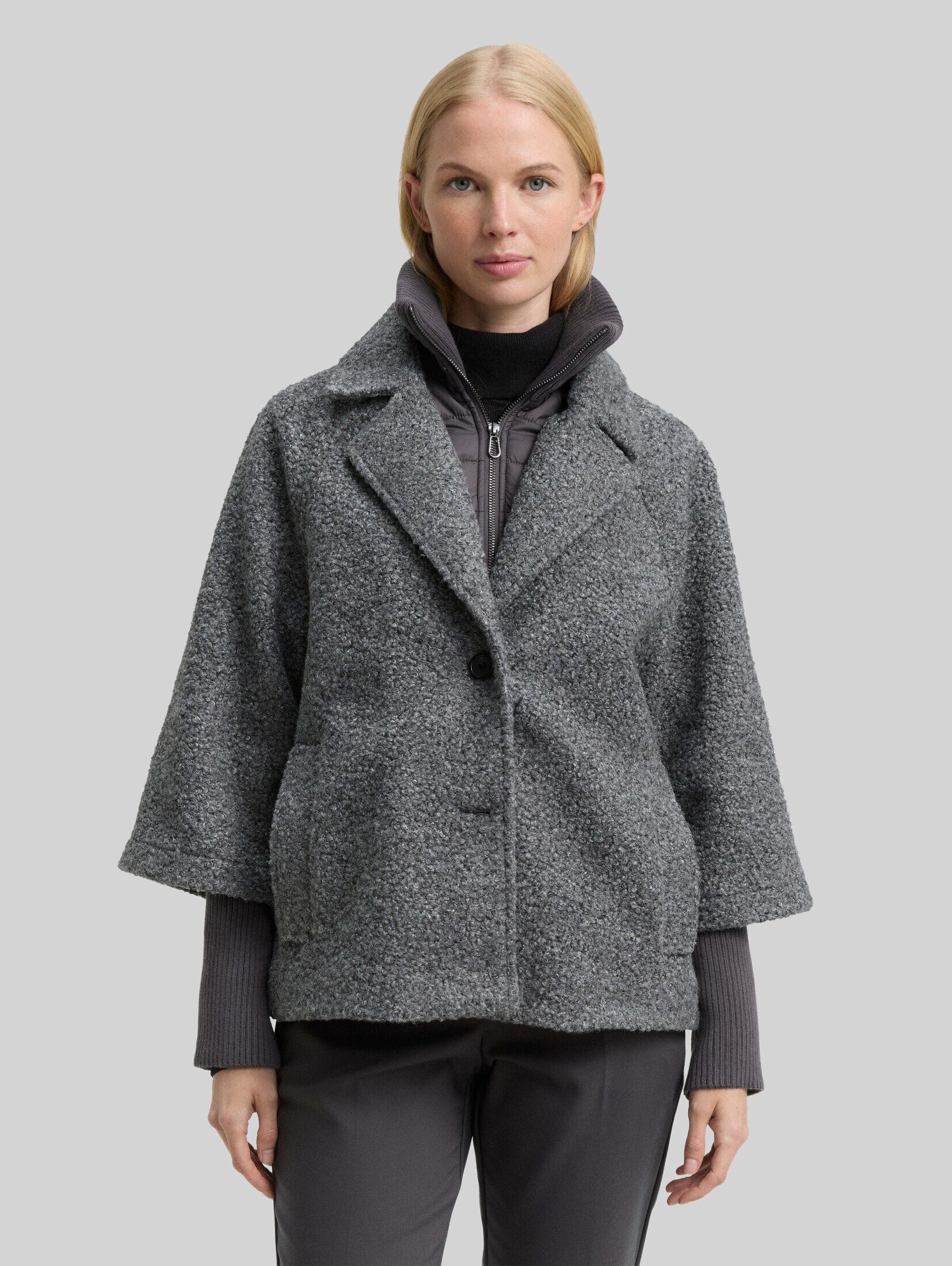 TOM TAILOR Sommerjacke Jacken Bouclé Cape Jacke im 2-in-1-Look