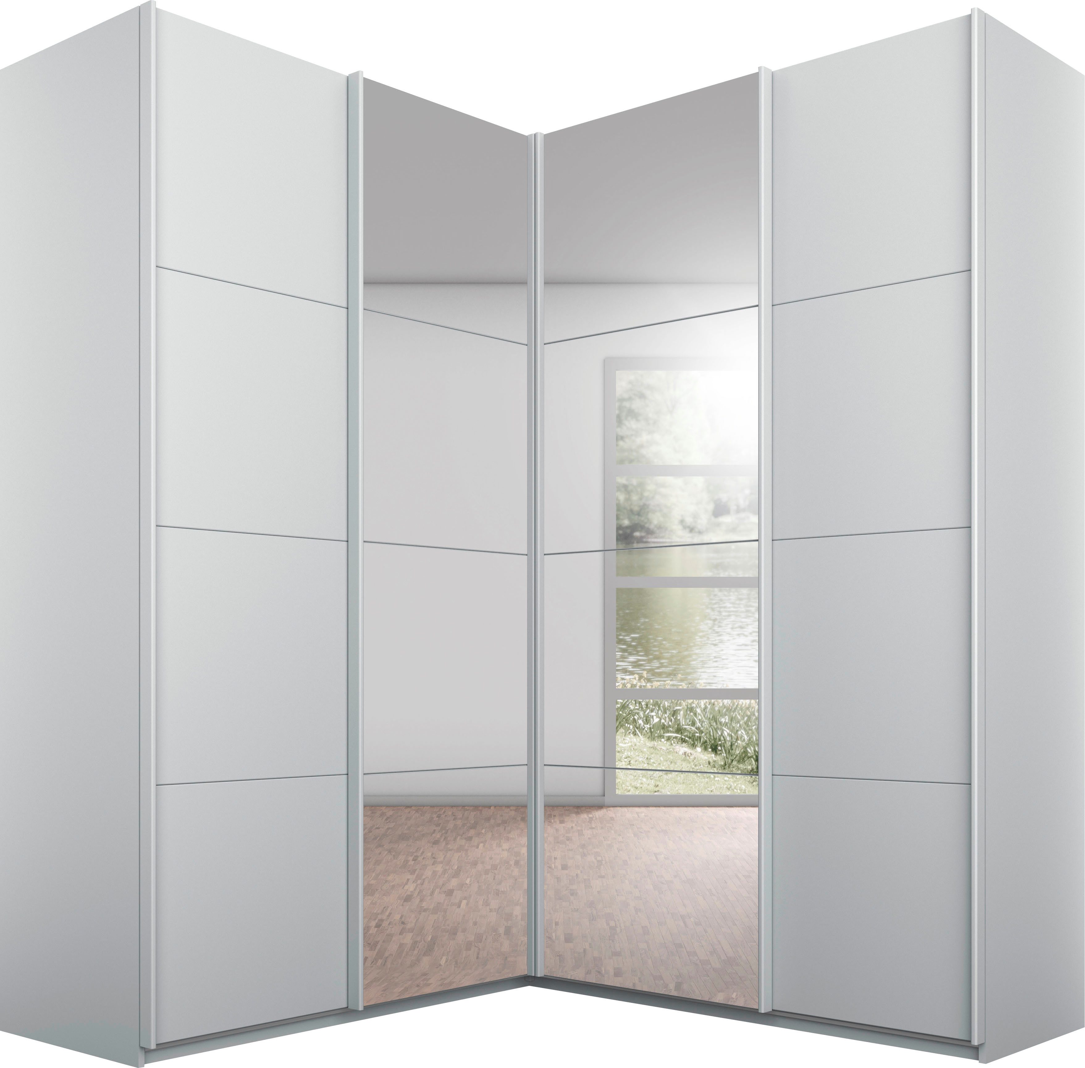 rauch Kleiderschrank Schwebetürenschrank Schrank Garderobe Eckschrank Ankleide QUADRA (Breite 181 cm, Höhen 210/229 cm (inkl. SOFT-CLOSE) …
