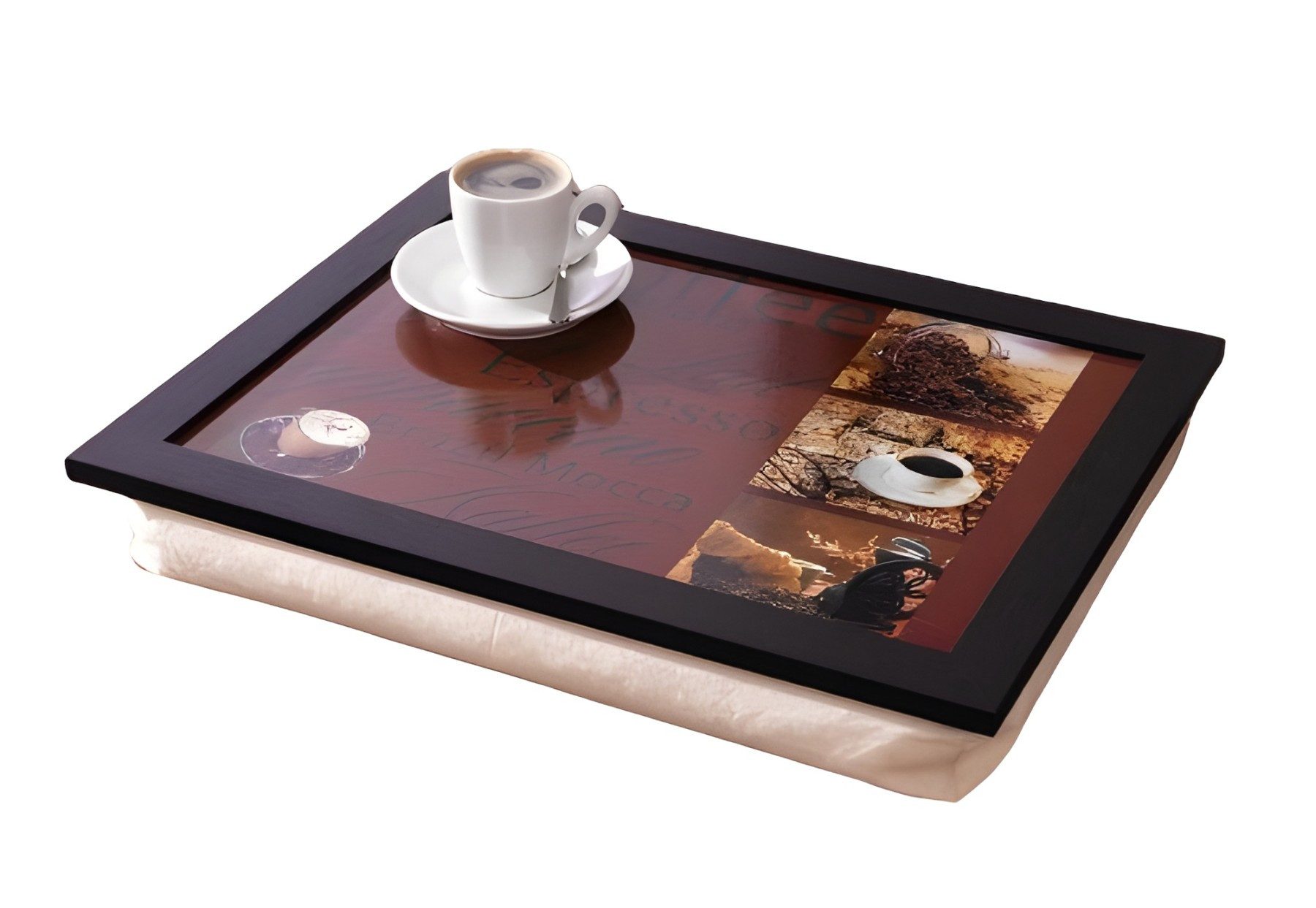 Dekoleidenschaft Laptop Tablett Knietablett "Kaffee" 43x33 cm, mit Kissen, günstig online kaufen
