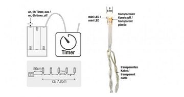 Hellum LED-Lichterkette 50 BS warmweiß/transparent innen, Batteriebetrieb mit Timer
