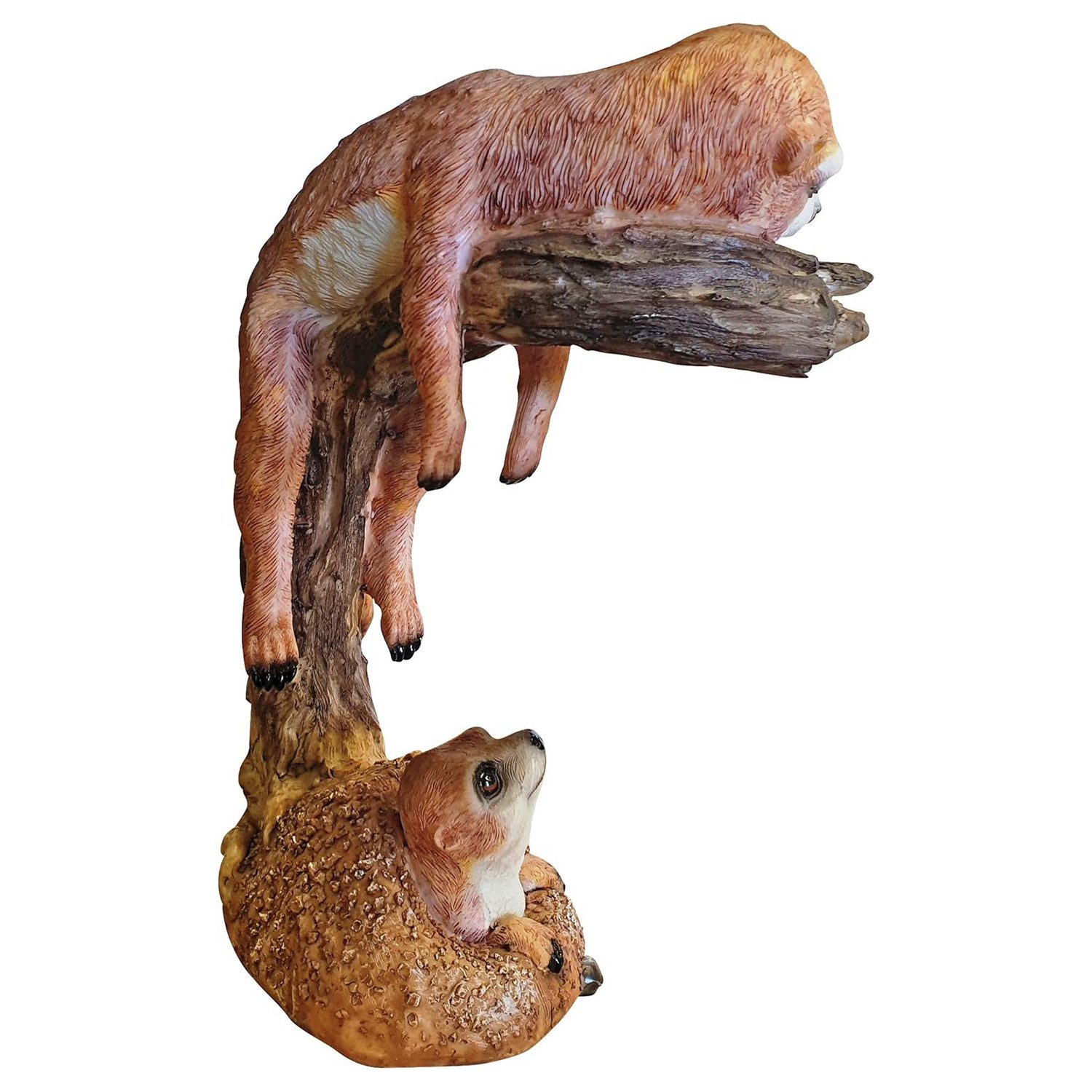 Fachhandel Plus Tierfigur Erdmännchen auf Baumstumpf Skulptur Surikate Statue Figur (1 St), detailreich, handbemalt, dekorativ