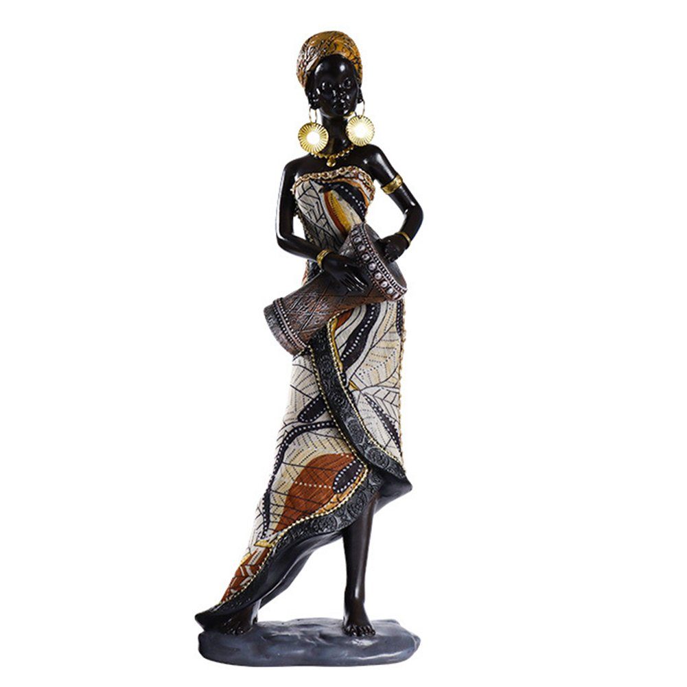 HAMÖWO Dekoobjekt Afrikanische Kunst Trommel Figur Kunstharz Statue Deko für Heimbüro