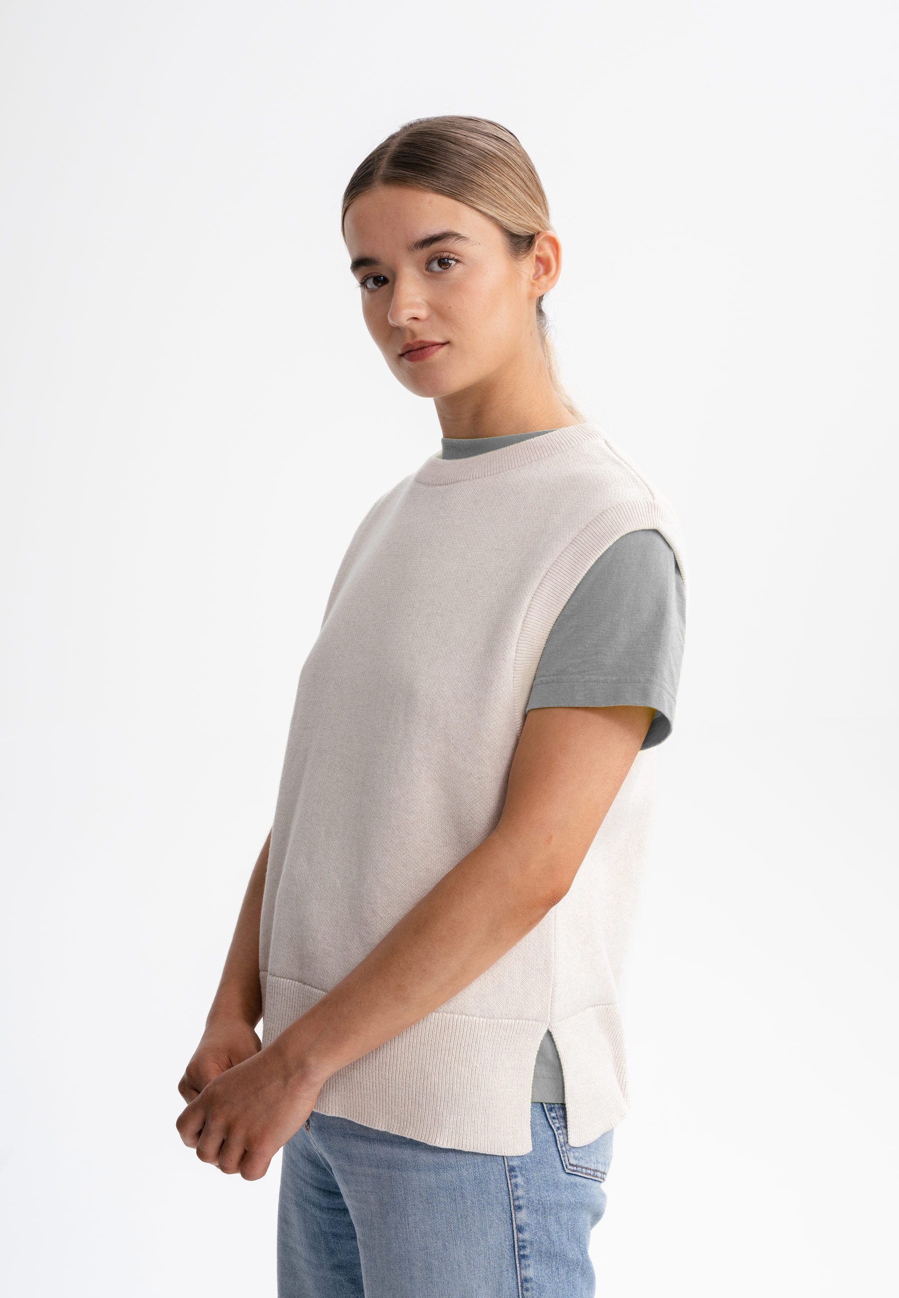MELA Pullunder Jacquard Strick Pullunder Style JAMUNA Weicher Jacquard Strick
