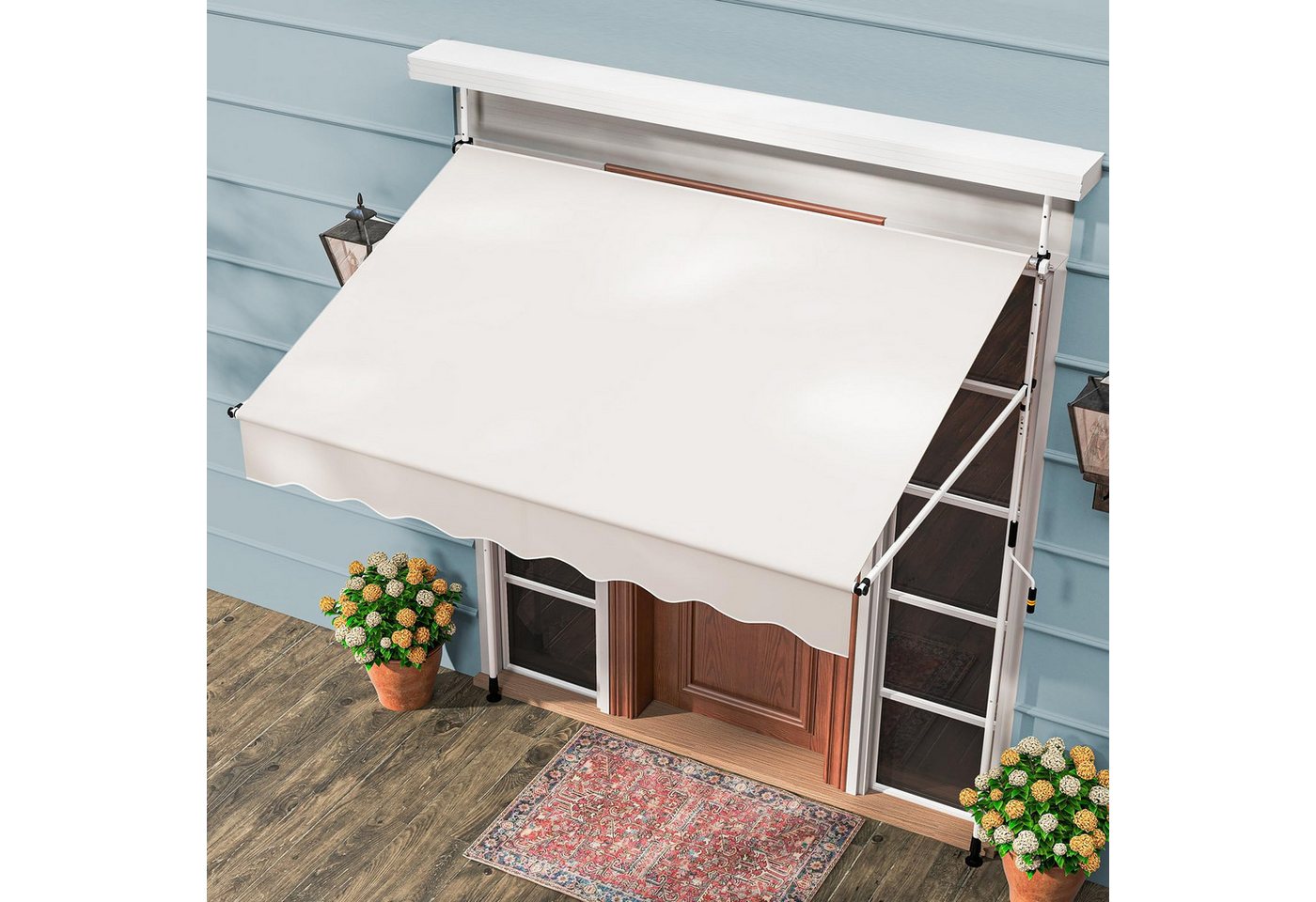 Thumbnail - COSTWAY Klemmmarkise 200x210cm höhenverstellbar, für Balkon ohne Bohren
